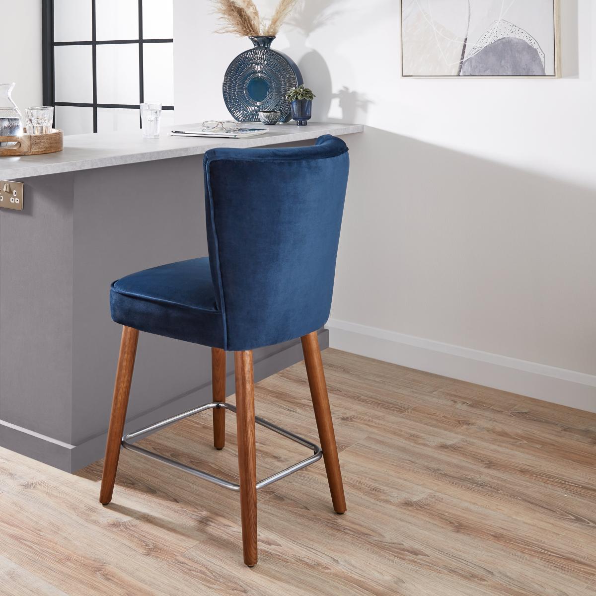 Isla Velvet Bar Stool Midnight (Blue) – image 2