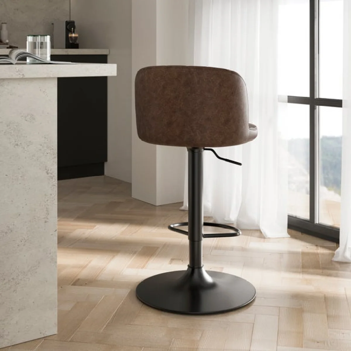 Mylo Gaslift Barstool, Faux Leather – image 2