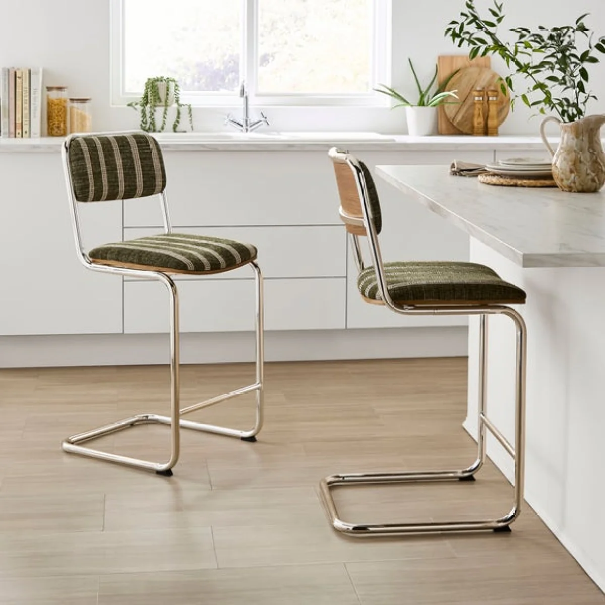 Draper Cantilever Barstool, Textured Weave – image 2