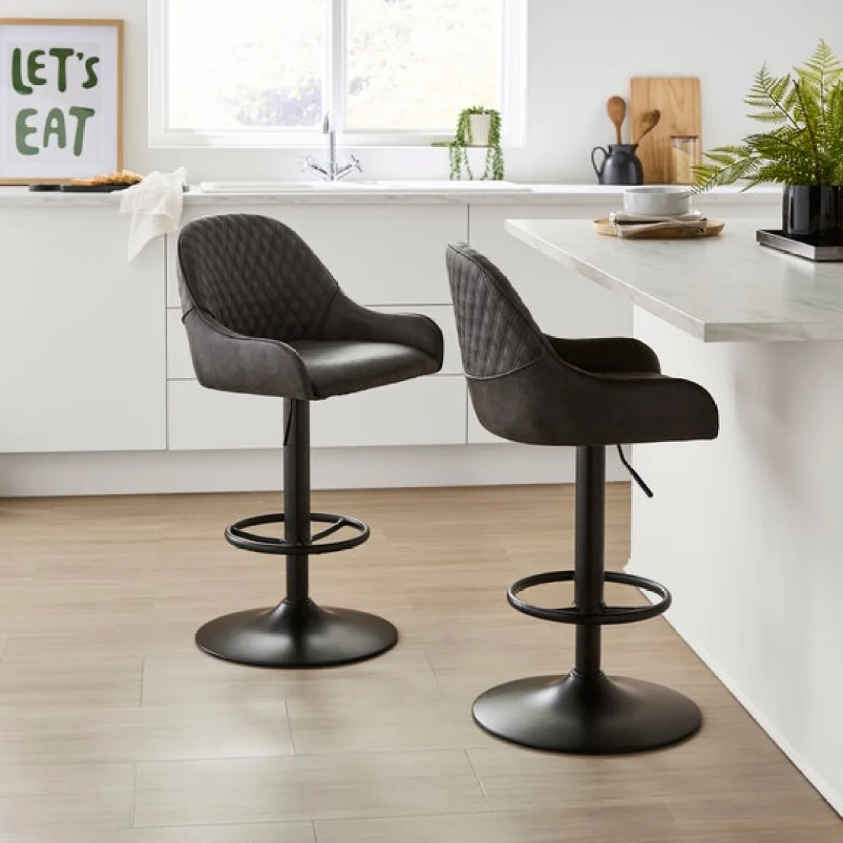 Hudson Height Adjustable Bar Stool, Faux Leather – image 2