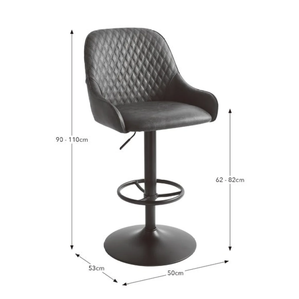 Hudson Height Adjustable Bar Stool, Faux Leather – image 7