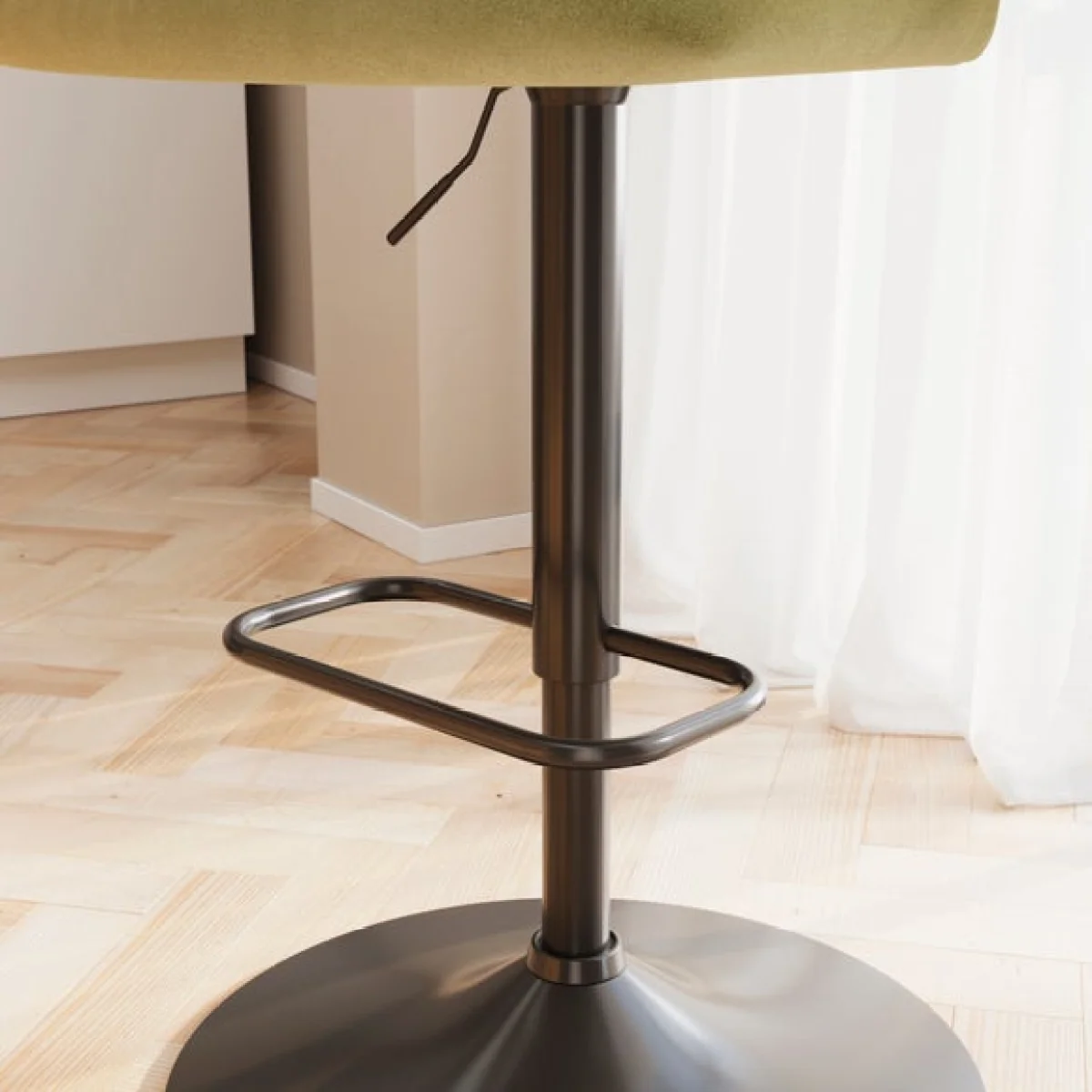 Kendall Bar Stool with Black Legs, Velvet – image 4