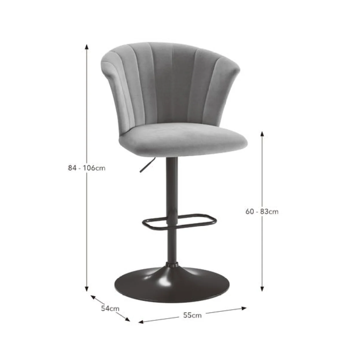 Kendall Bar Stool with Black Legs, Velvet – image 9