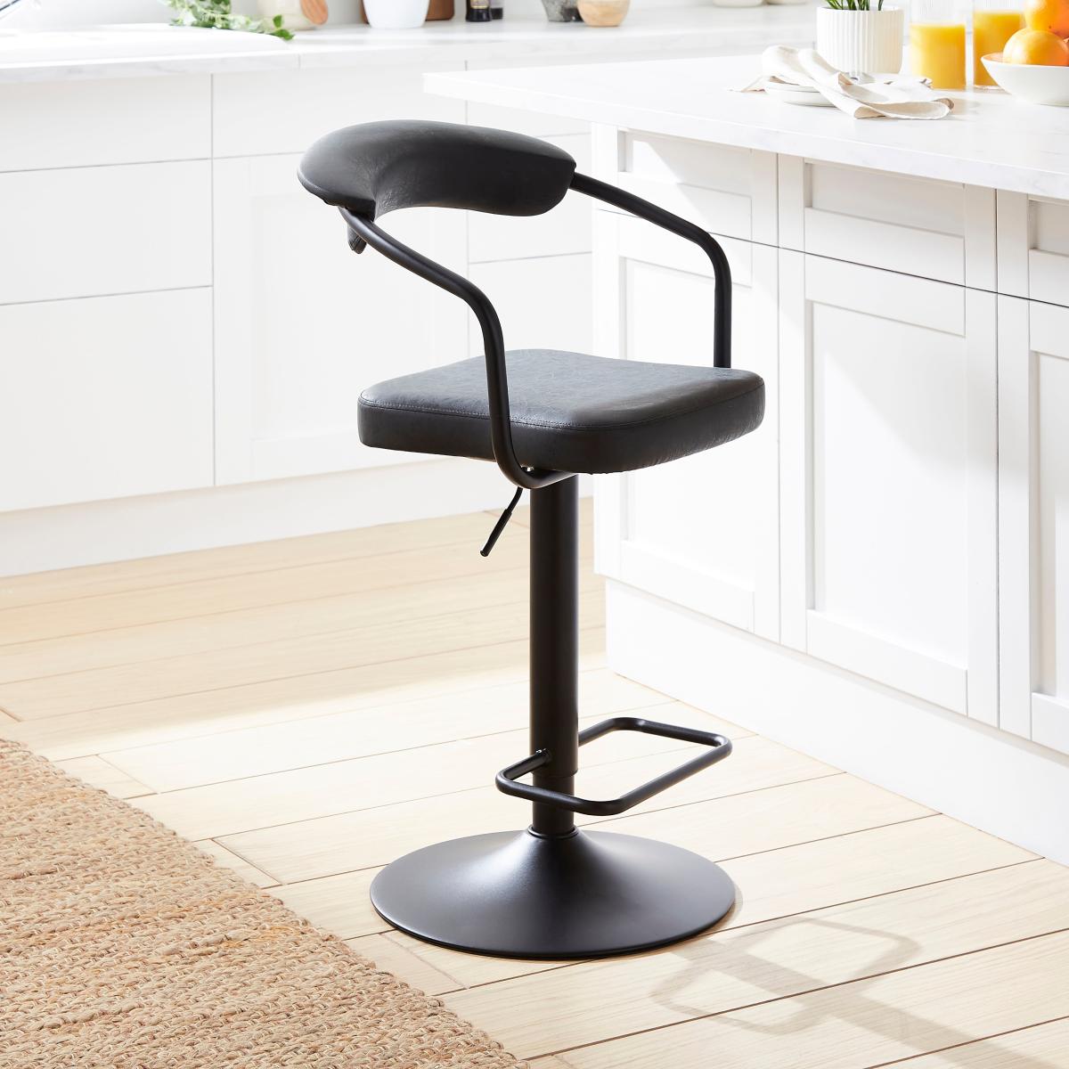 Houston Faux Leather Adjustable Height Swivel Bar Stool Charcoal – image 2