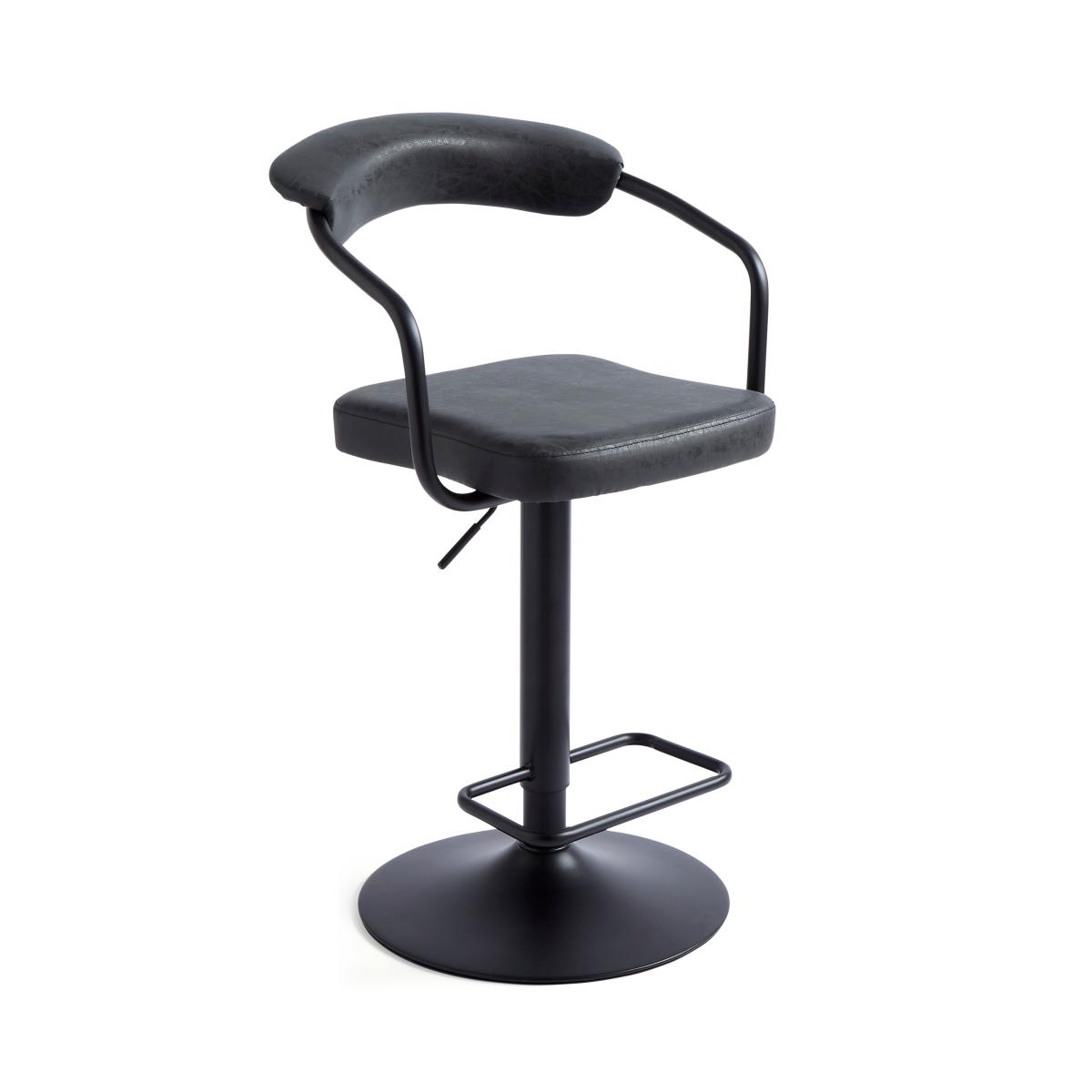 Houston Faux Leather Adjustable Height Swivel Bar Stool Charcoal – image 5