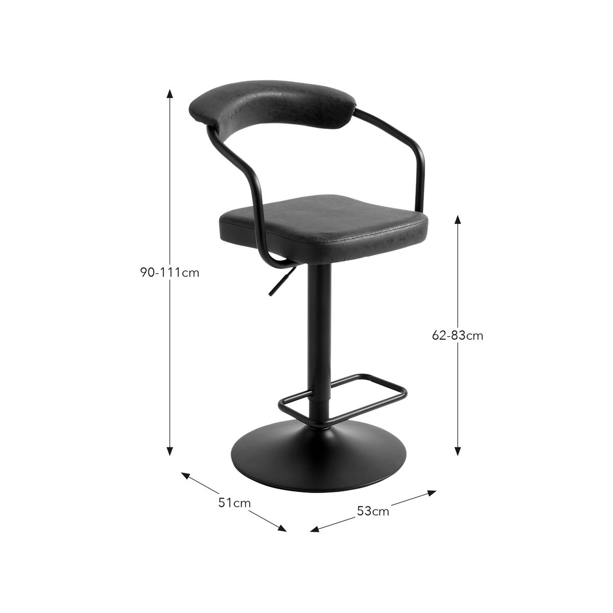 Houston Faux Leather Adjustable Height Swivel Bar Stool Charcoal – image 6