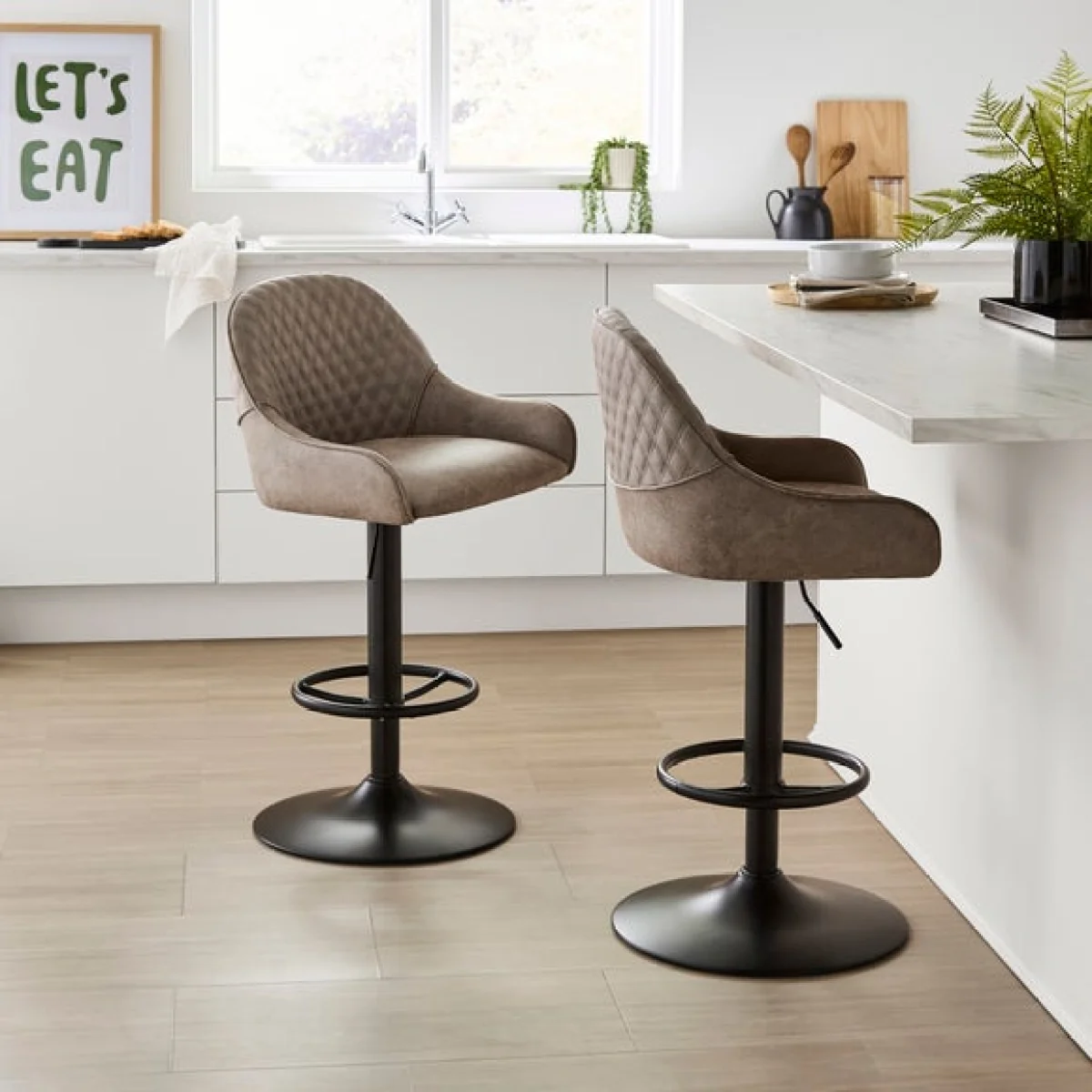 Hudson Height Adjustable Bar Stool, Faux Leather – image 2