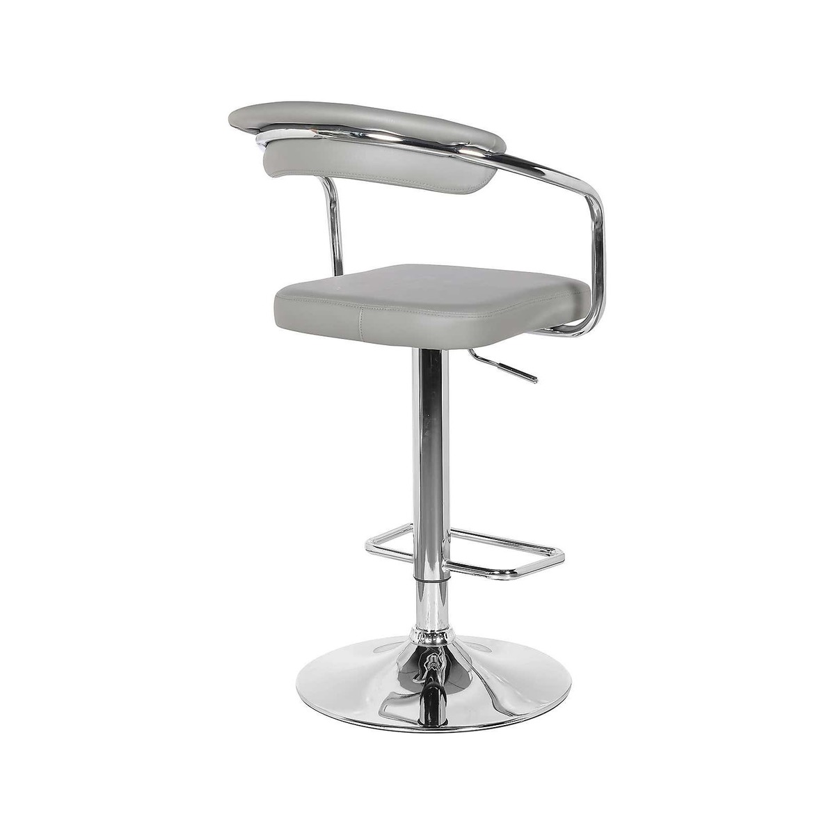 Houston Bar Stool Grey PU Leather Grey – image 2