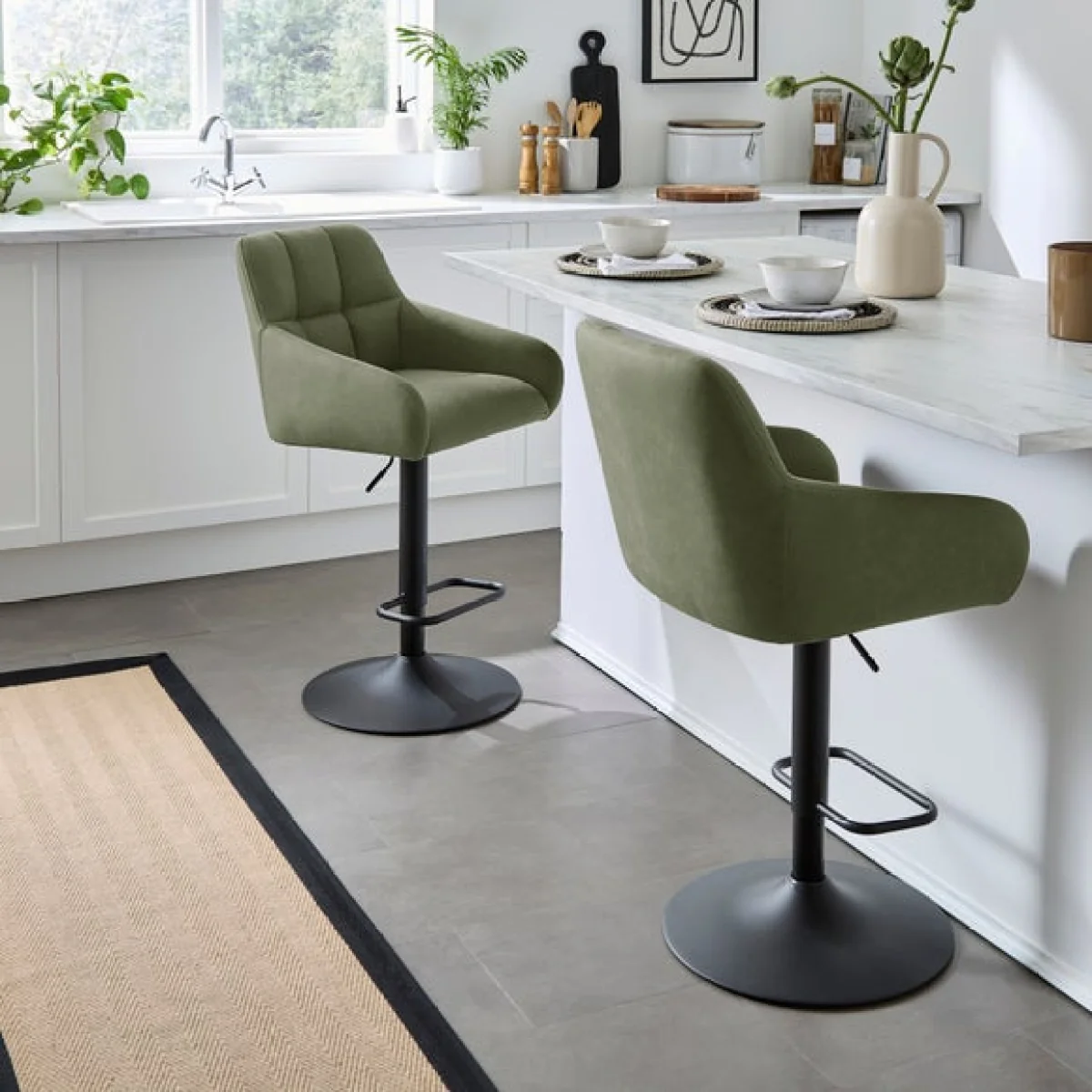 Jase Adjustable Height Barstool, Faux Leather – image 2