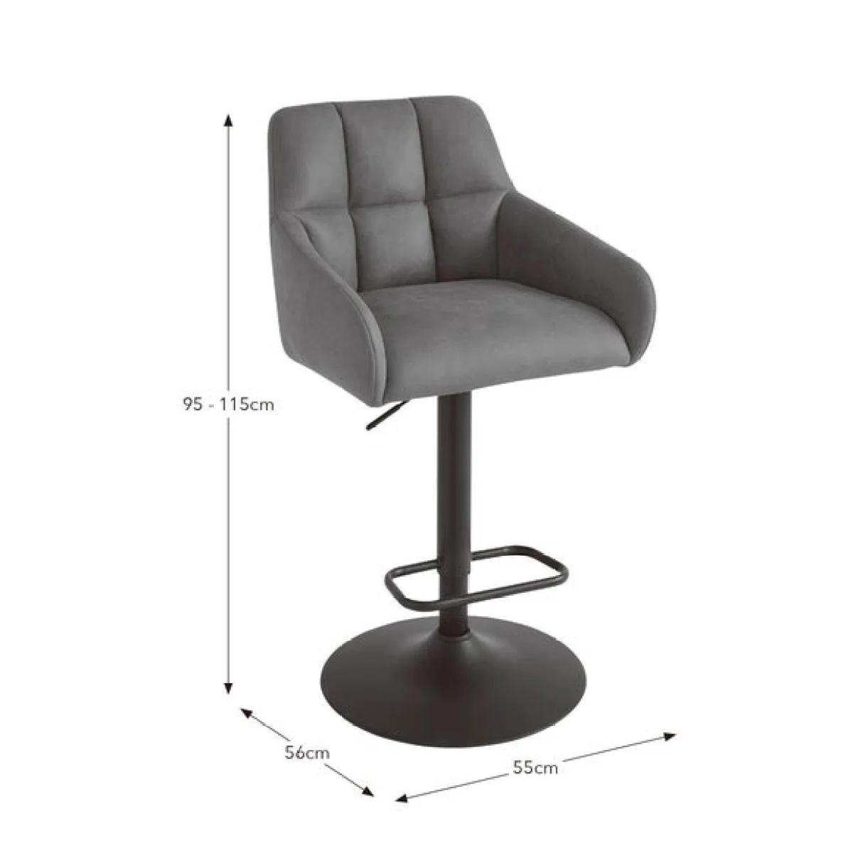 Jase Adjustable Height Barstool, Faux Leather – image 7
