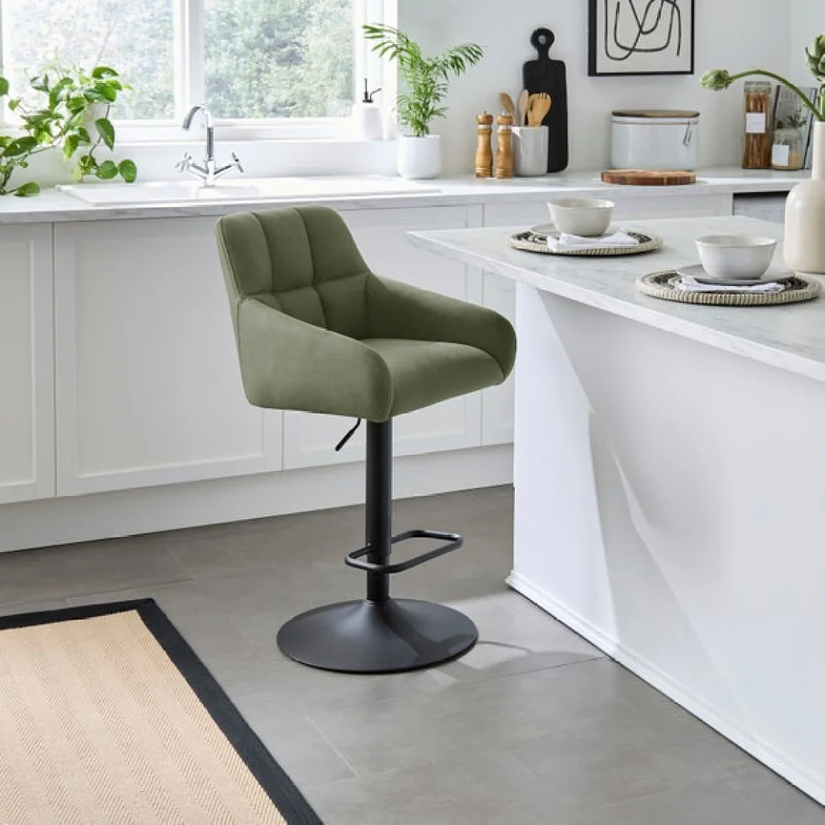 Jase Adjustable Height Barstool, Faux Leather – image 1
