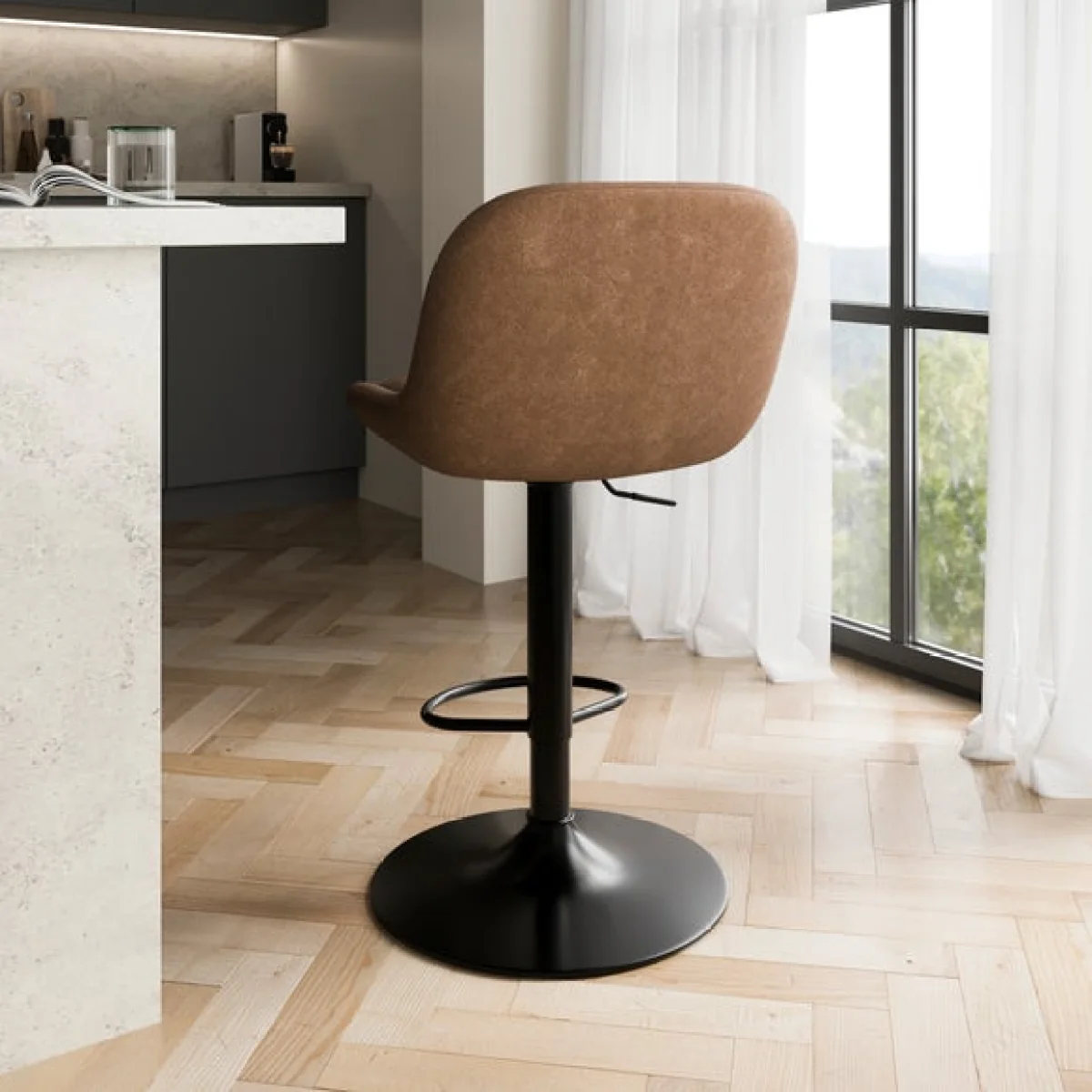 Lyle Gaslift Barstool, Faux Leather – image 4