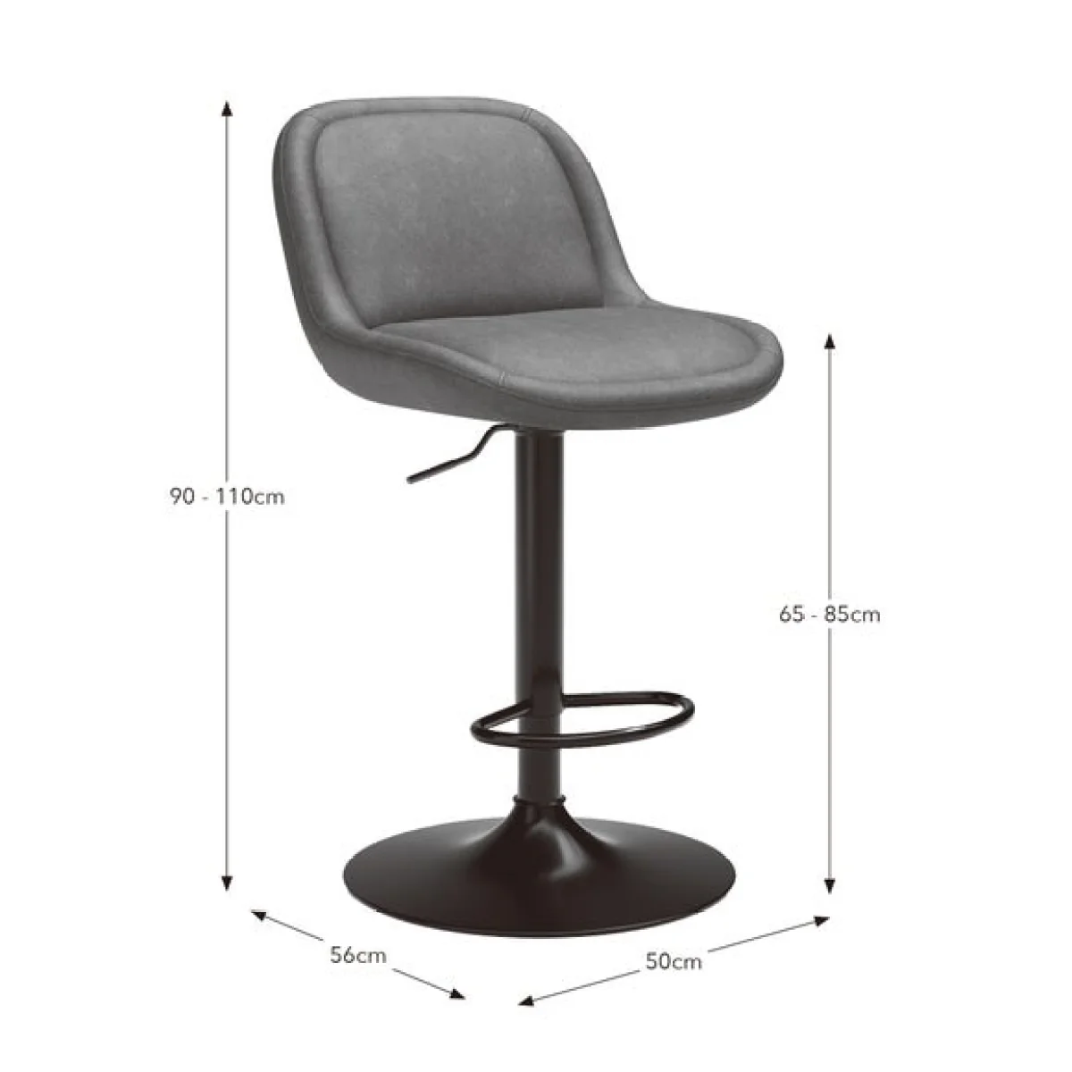 Lyle Gaslift Barstool, Faux Leather – image 8