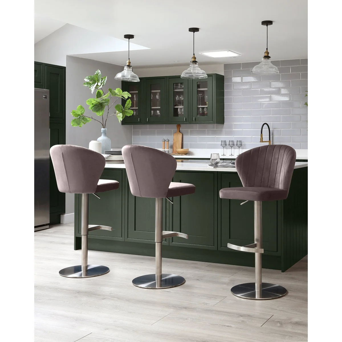 Harper mocha velvet gas lift bar stool – image 2