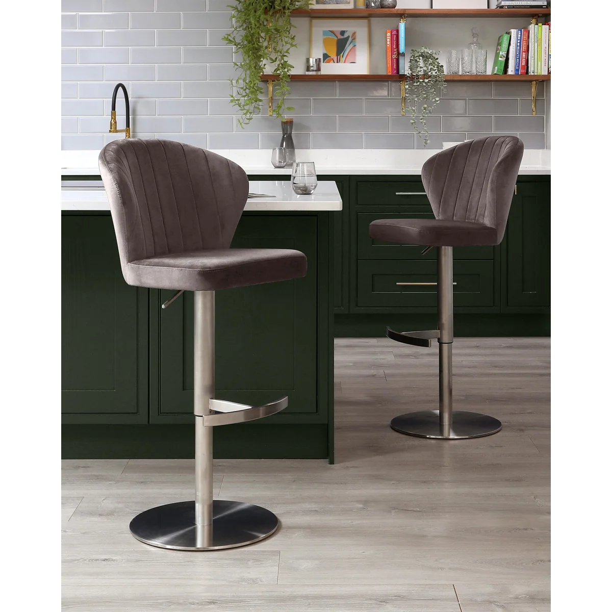 Harper mocha velvet gas lift bar stool – image 3
