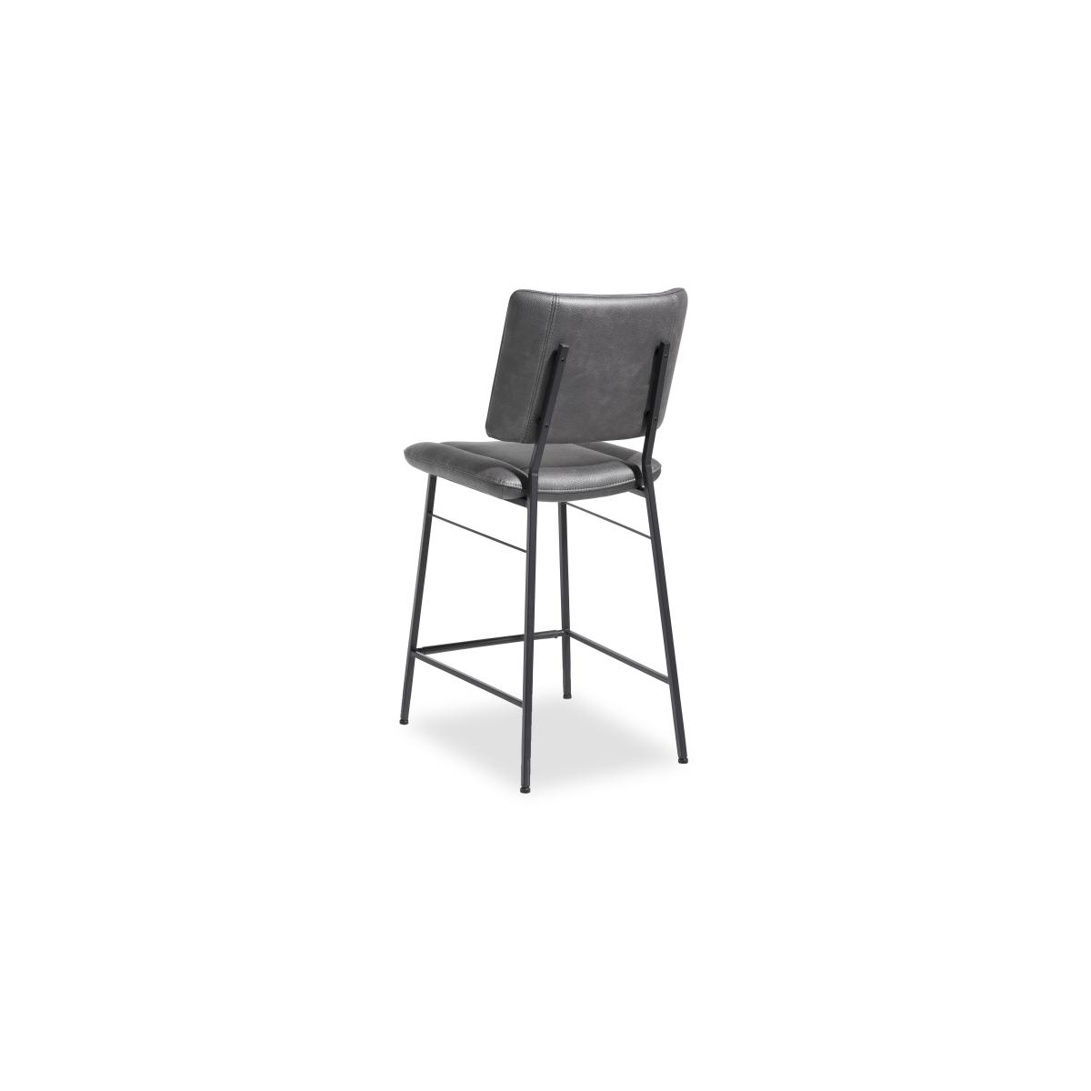 Habufa - Toronto Faux AN TO Leather Fixed Bar Stool - Anthracite – image 6