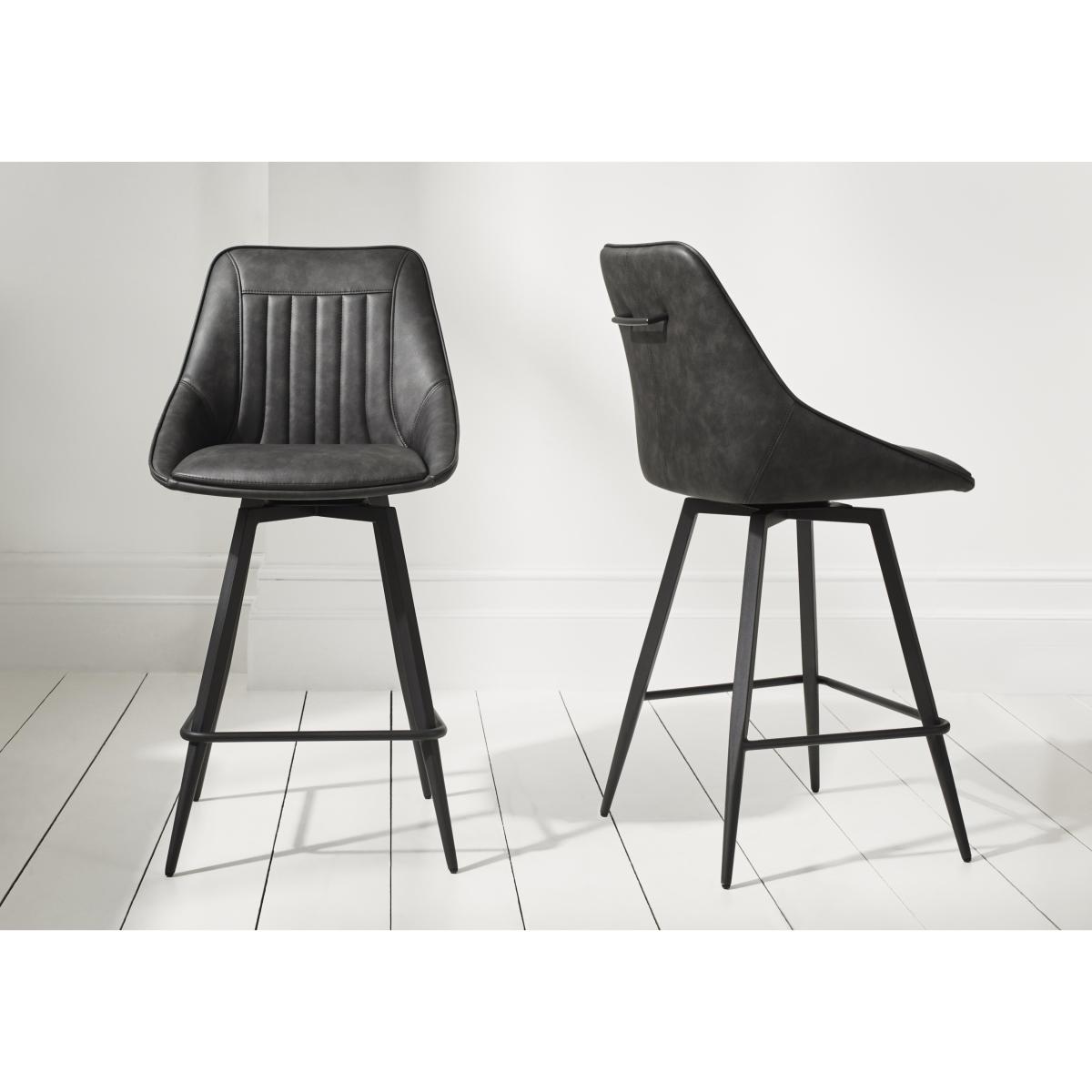Crete Set of 4 Faux Leather Swivel Bar Stools – image 2