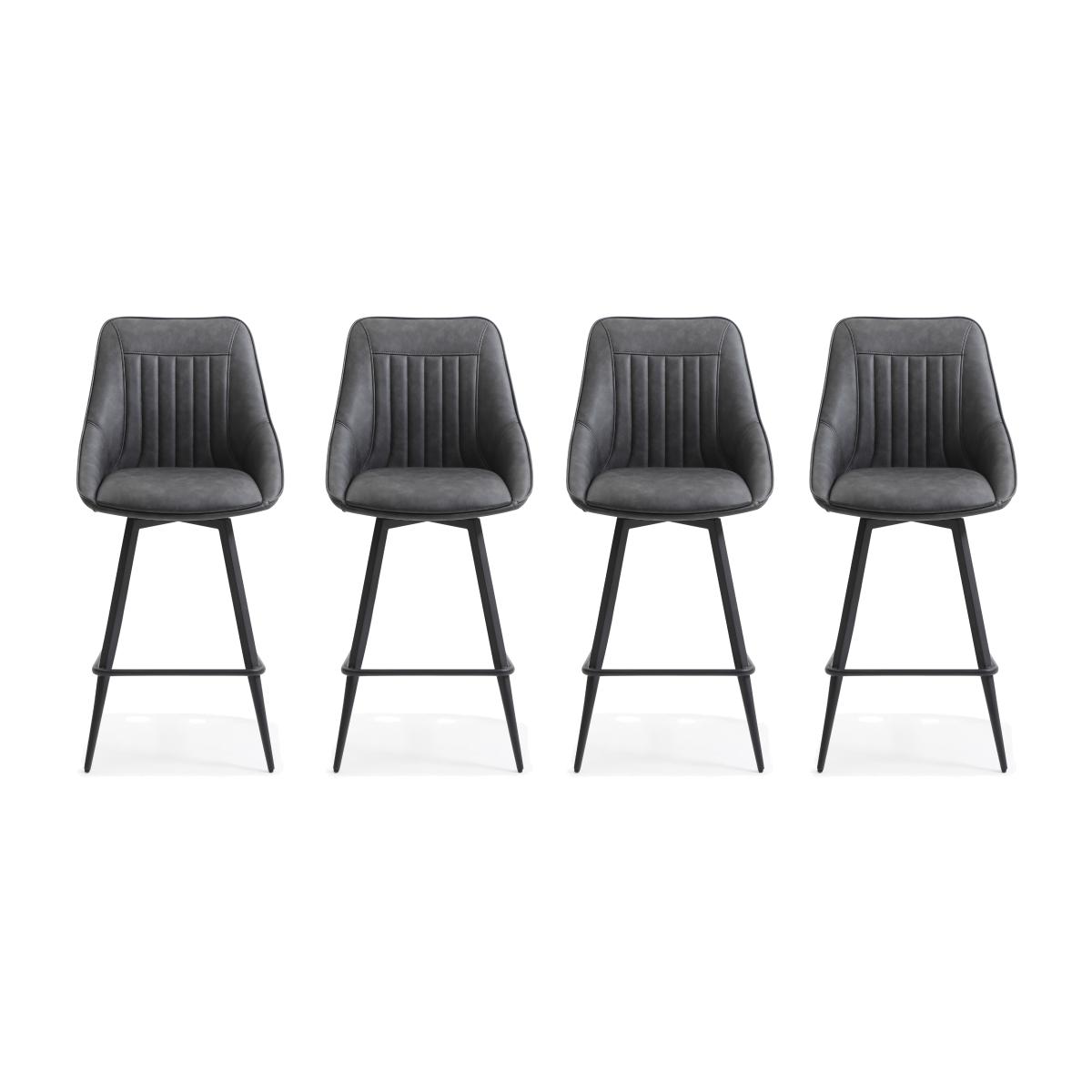 Crete Set of 4 Faux Leather Swivel Bar Stools – image 1