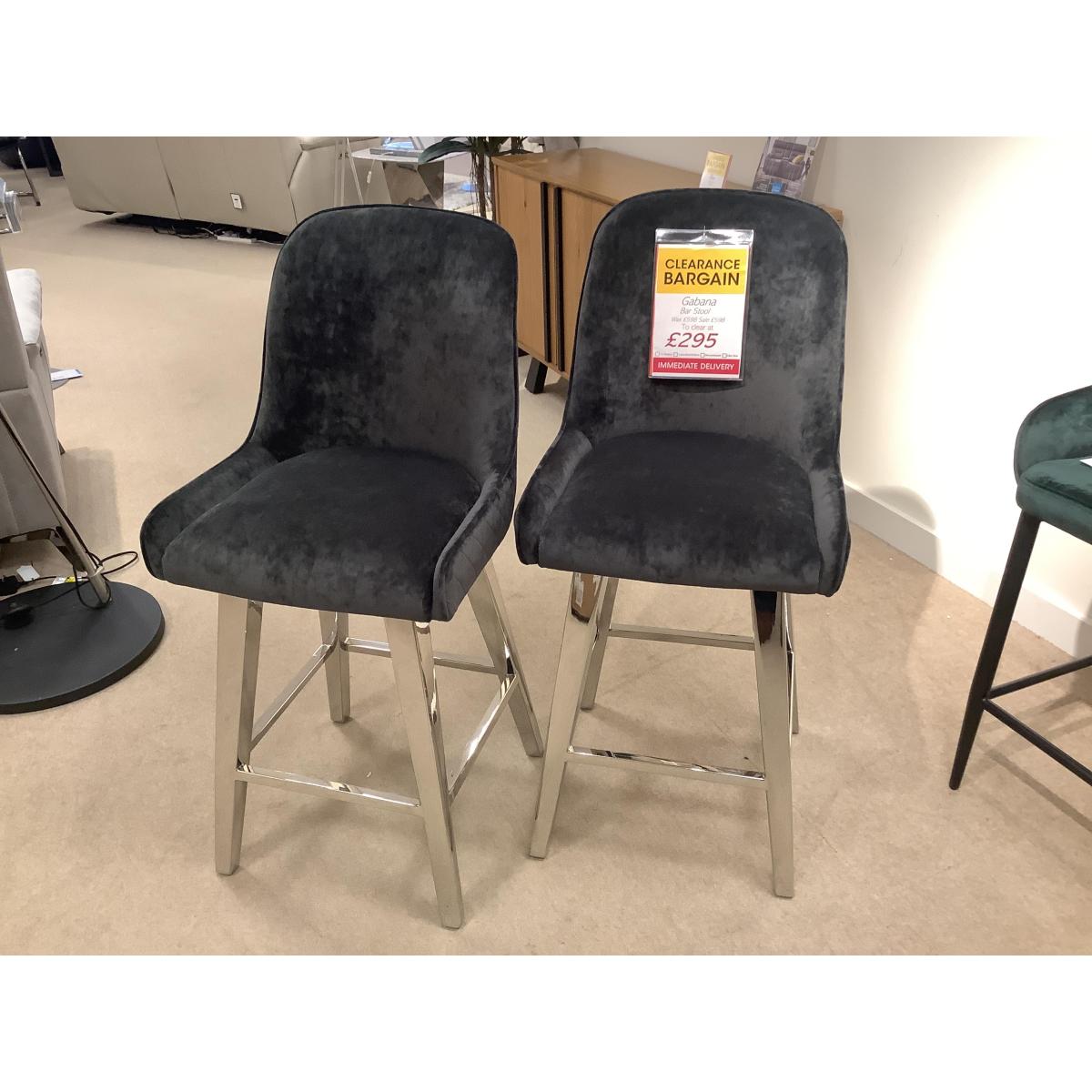 Gabana Swivel bar stools in charcoal fabric (pair) – image 2