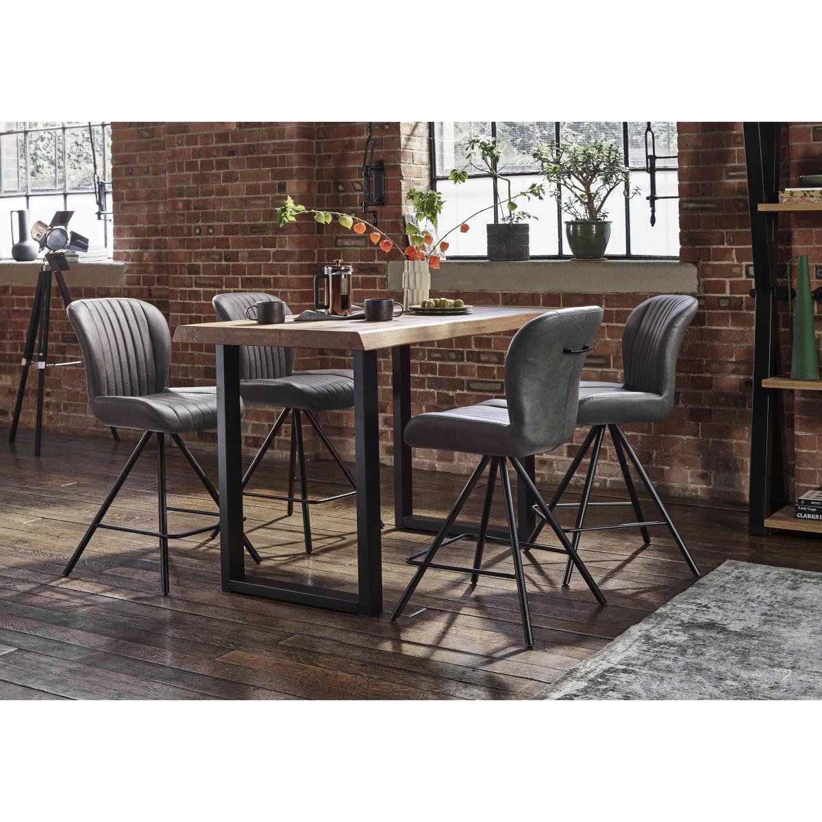 Bodahl - Compact Terra 140cm Raw Edge Table with 4 Grey Swivel Bar Stools - White Wash – image 2