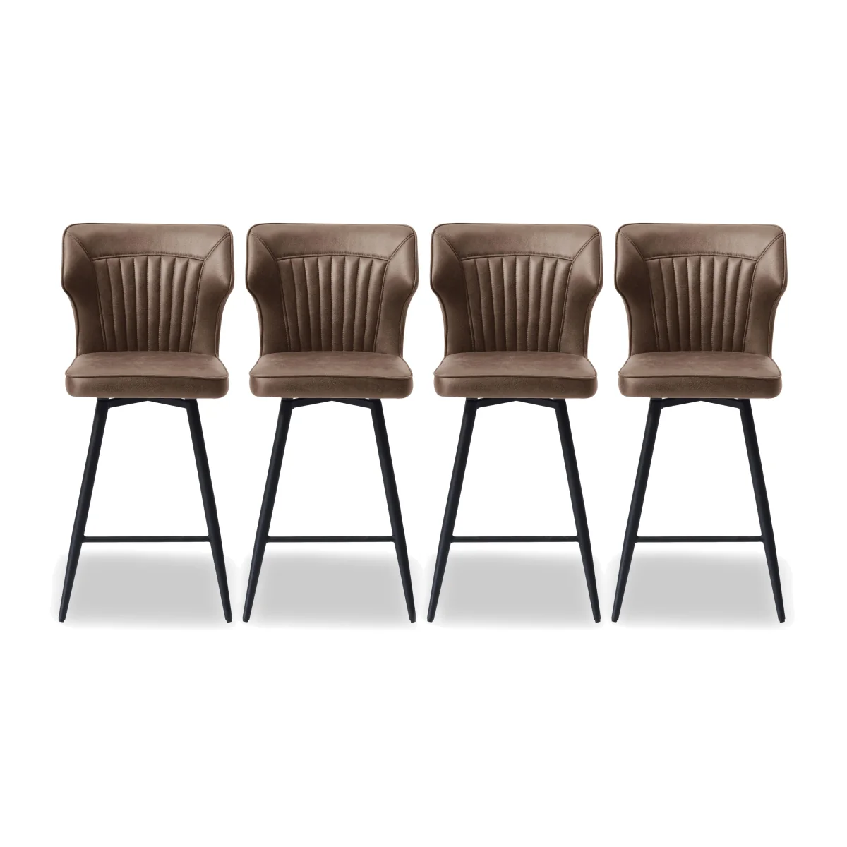 Jayden Set of 4 Faux Leather Swivel Bar Stools - Light Brown – image 1