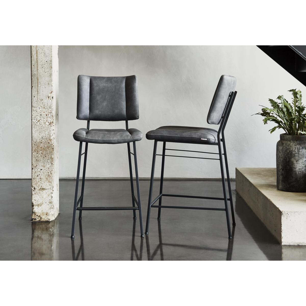 Habufa - Toronto Faux TO Leather Fixed Bar Stool - Light Grey – image 2