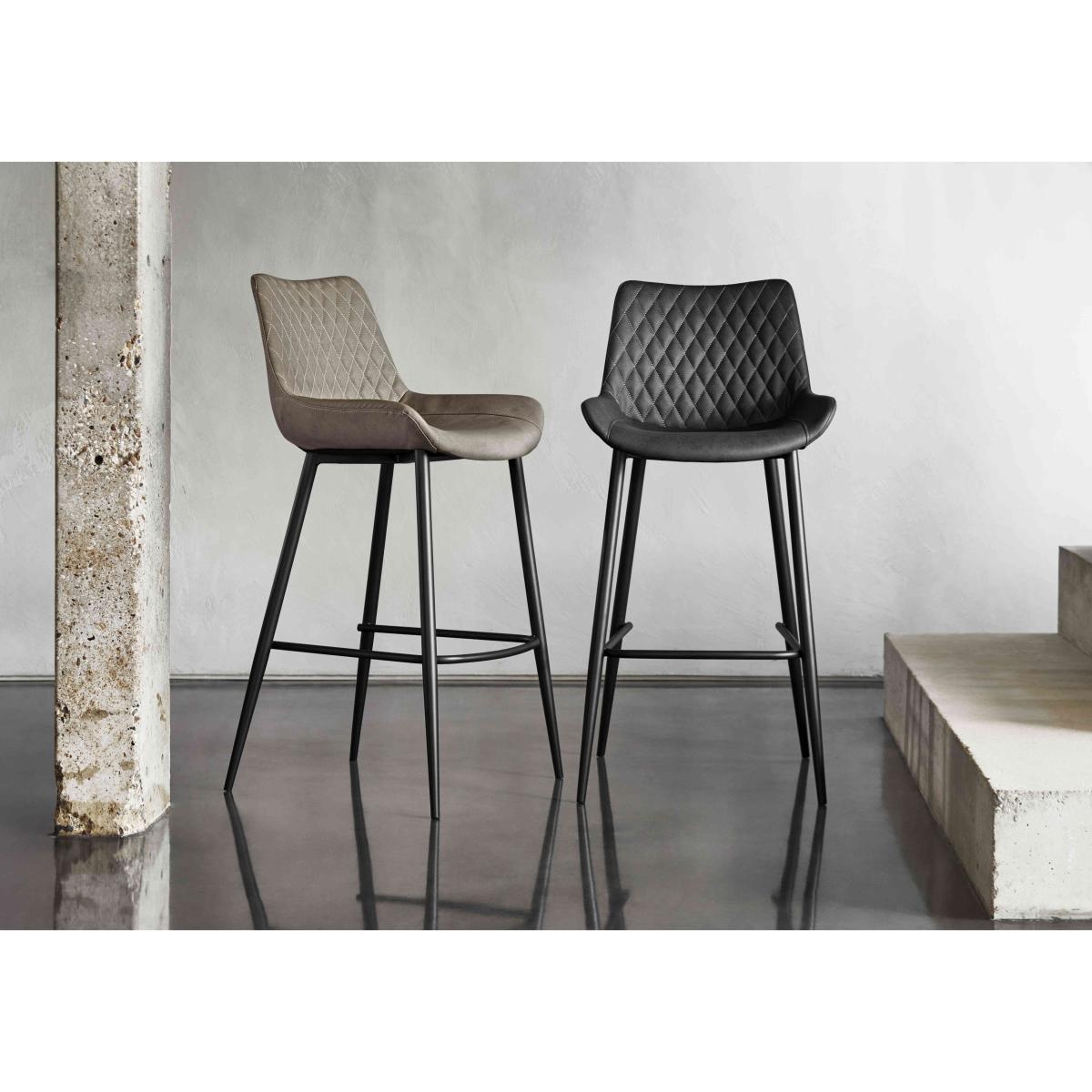 Ion Pair of Faux Leather Bar Stools - Dark Grey – image 2
