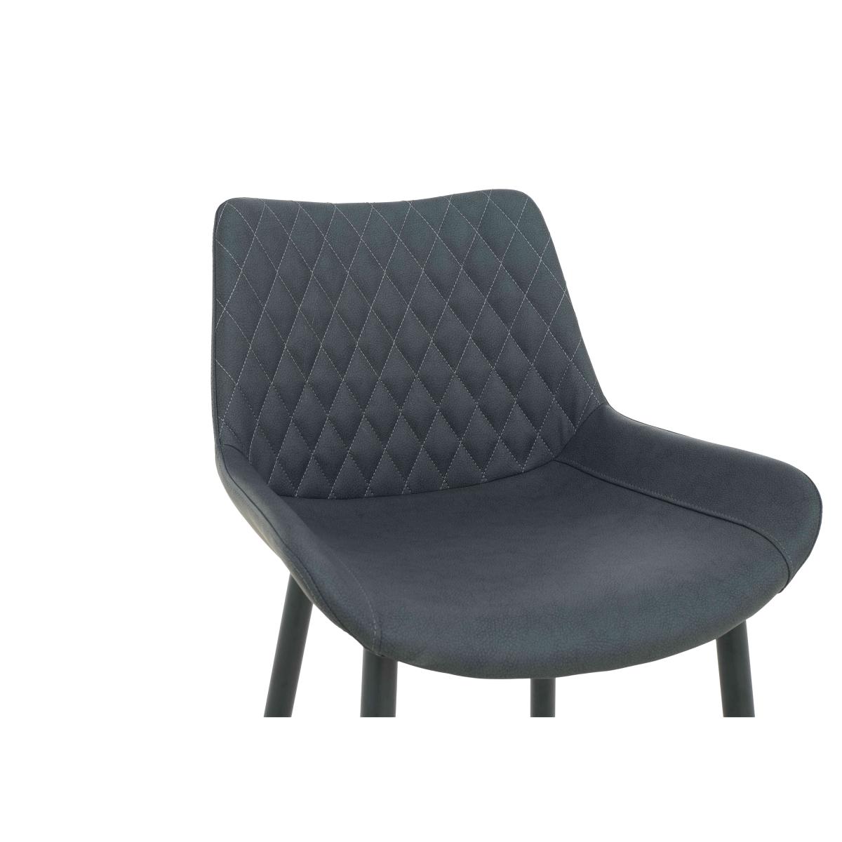 Ion Pair of Faux Leather Bar Stools - Dark Grey – image 3