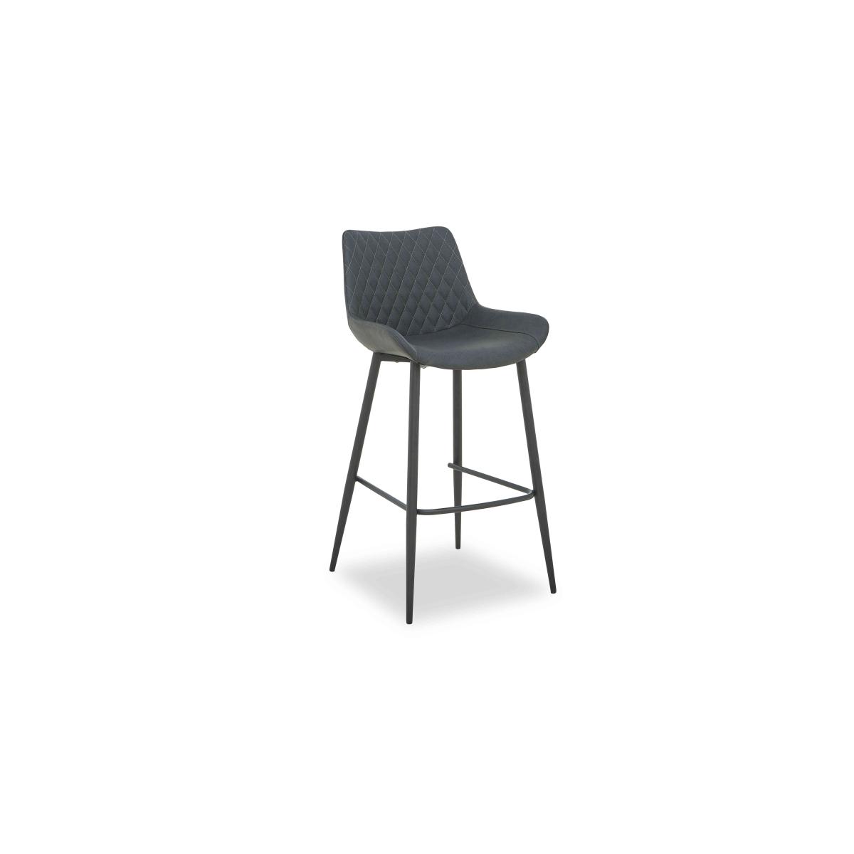 Ion Pair of Faux Leather Bar Stools - Dark Grey – image 5