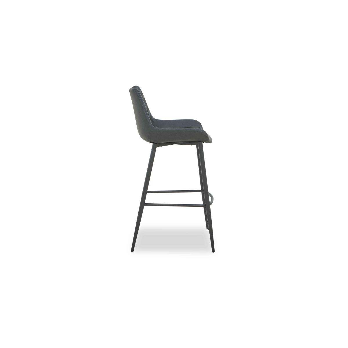 Ion Pair of Faux Leather Bar Stools - Dark Grey – image 6