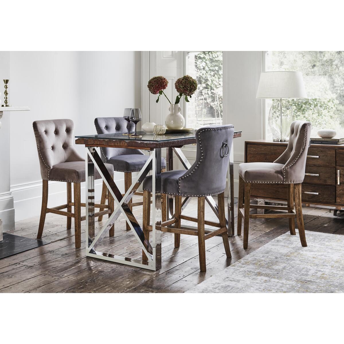 Chennai Bar Table and 4 Bar Stools Dining Set - Grey – image 6