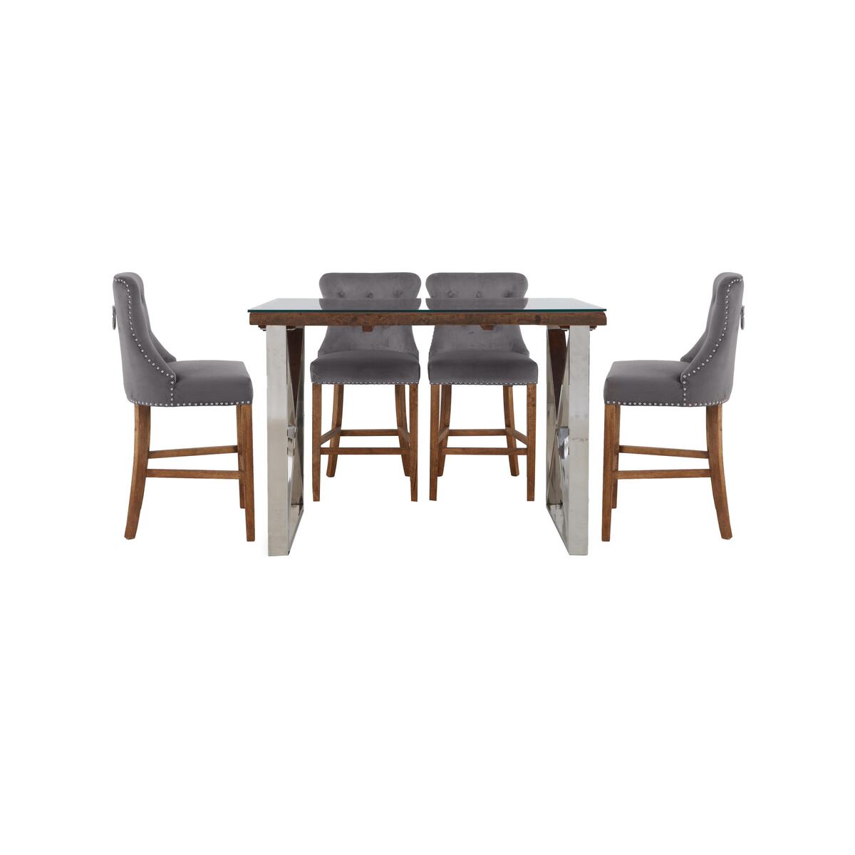 Chennai Bar Table and 4 Bar Stools Dining Set - Grey – image 7