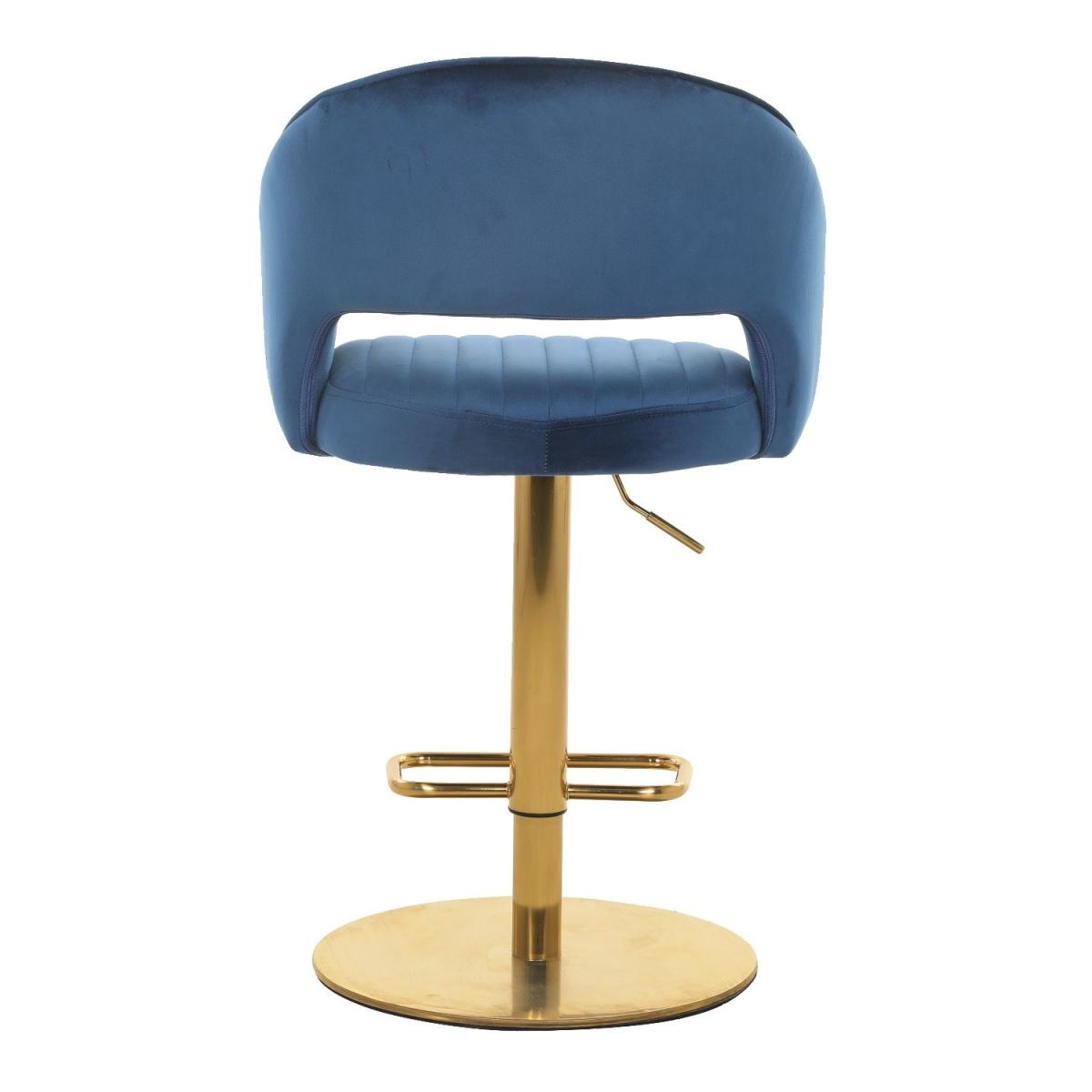 Set of 2 Curved Navy Velvet Adjustable Swivel Bar Stools with Backs - Runa – image 4