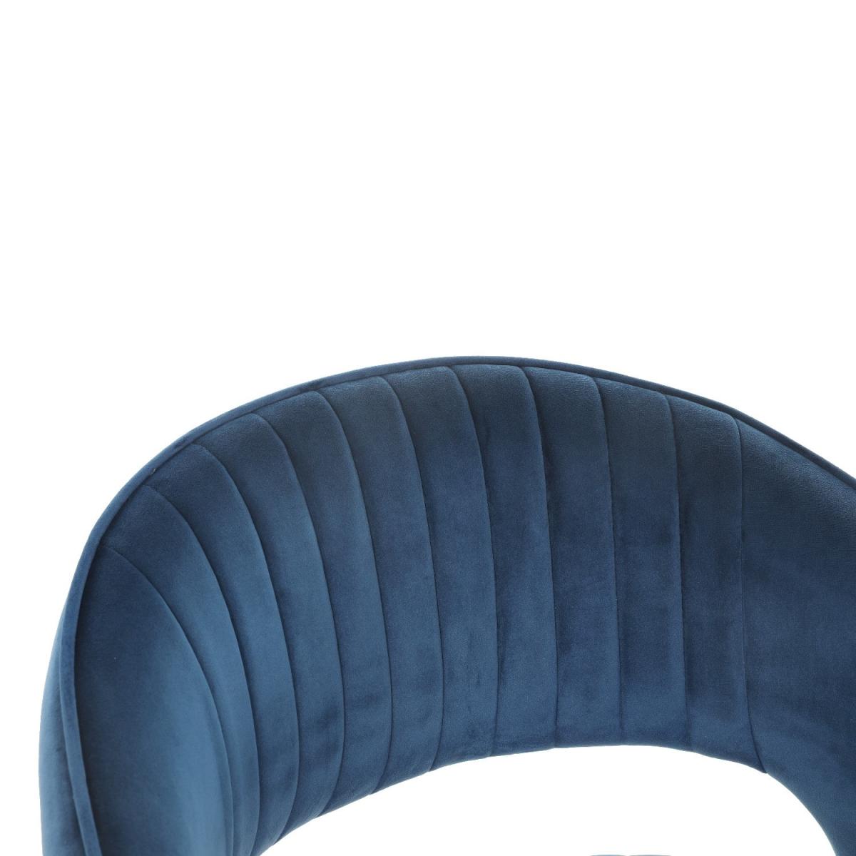 Set of 2 Curved Navy Velvet Adjustable Swivel Bar Stools with Backs - Runa – image 5