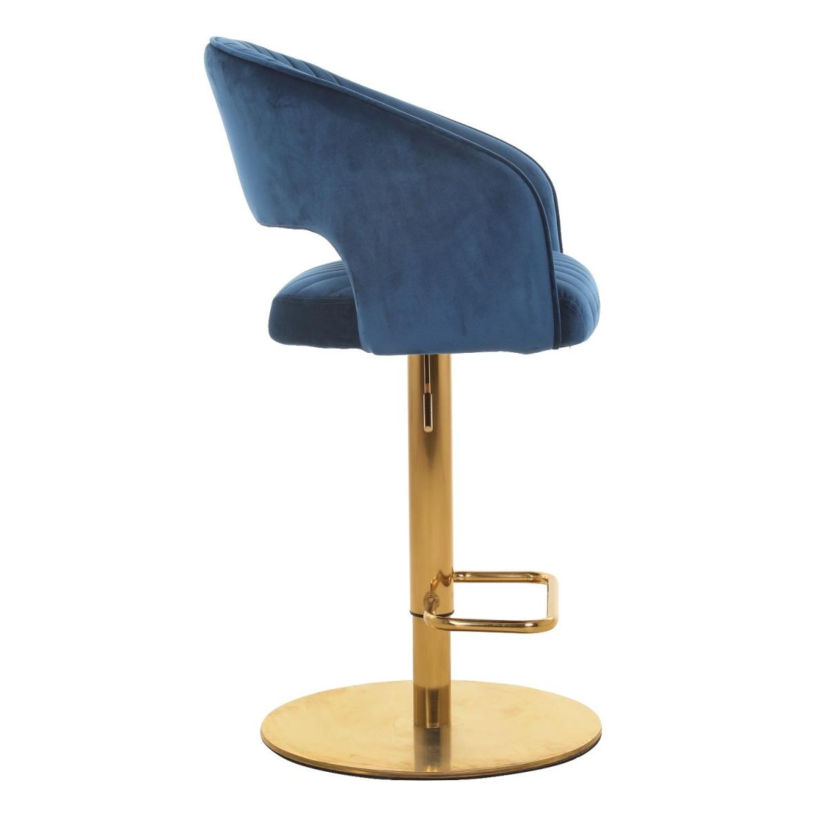 Set of 2 Curved Navy Velvet Adjustable Swivel Bar Stools with Backs - Runa – image 8