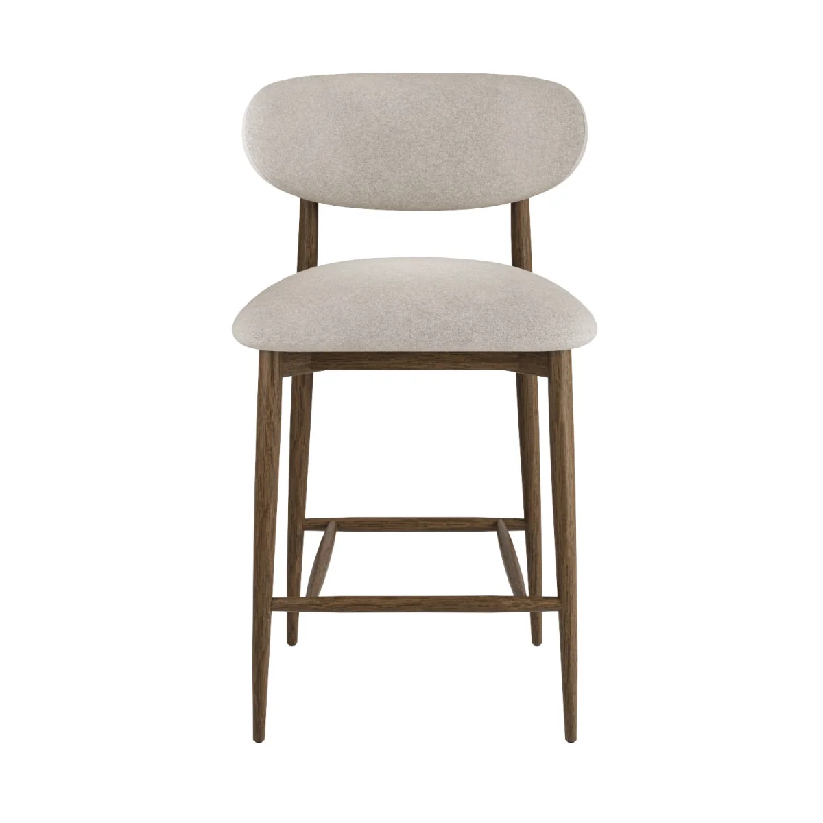 Set of 3 Walnut and Beige Upholstered Curved Kitchen Stools with Open Back - Kori – image 4