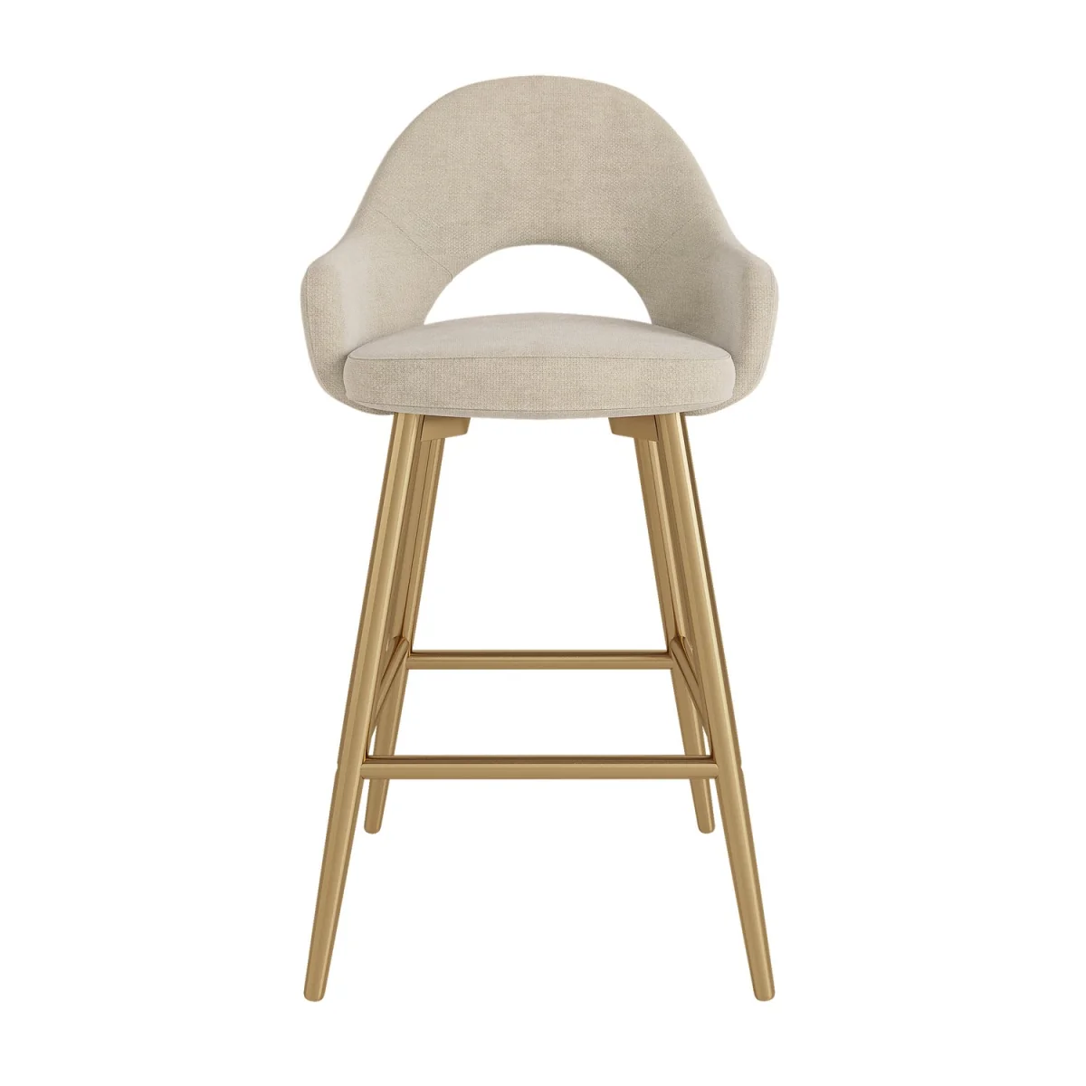 Gold and Beige Upholstered Kitchen Stool with Back - Colbie – image 3
