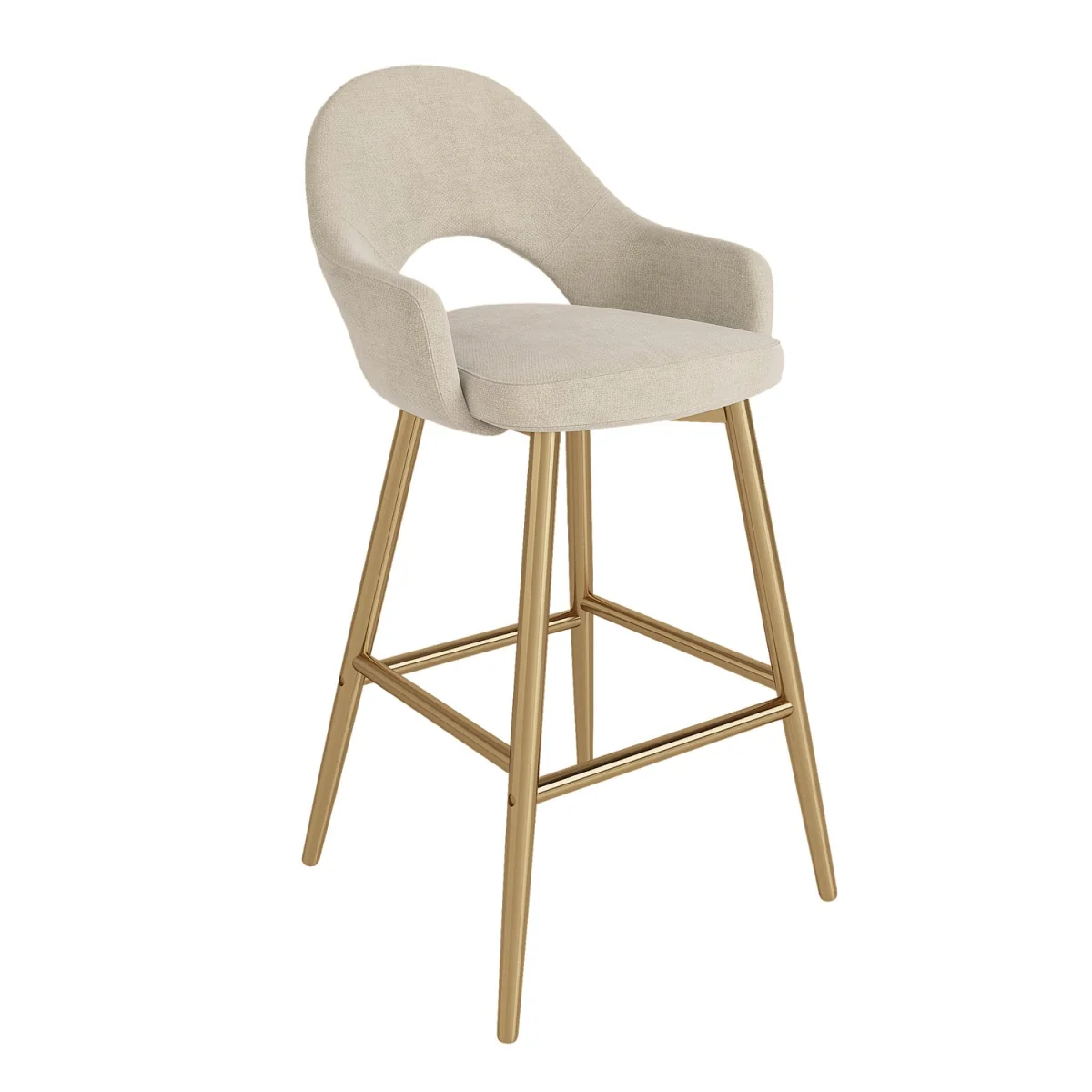 Gold and Beige Upholstered Kitchen Stool with Back - Colbie – image 4