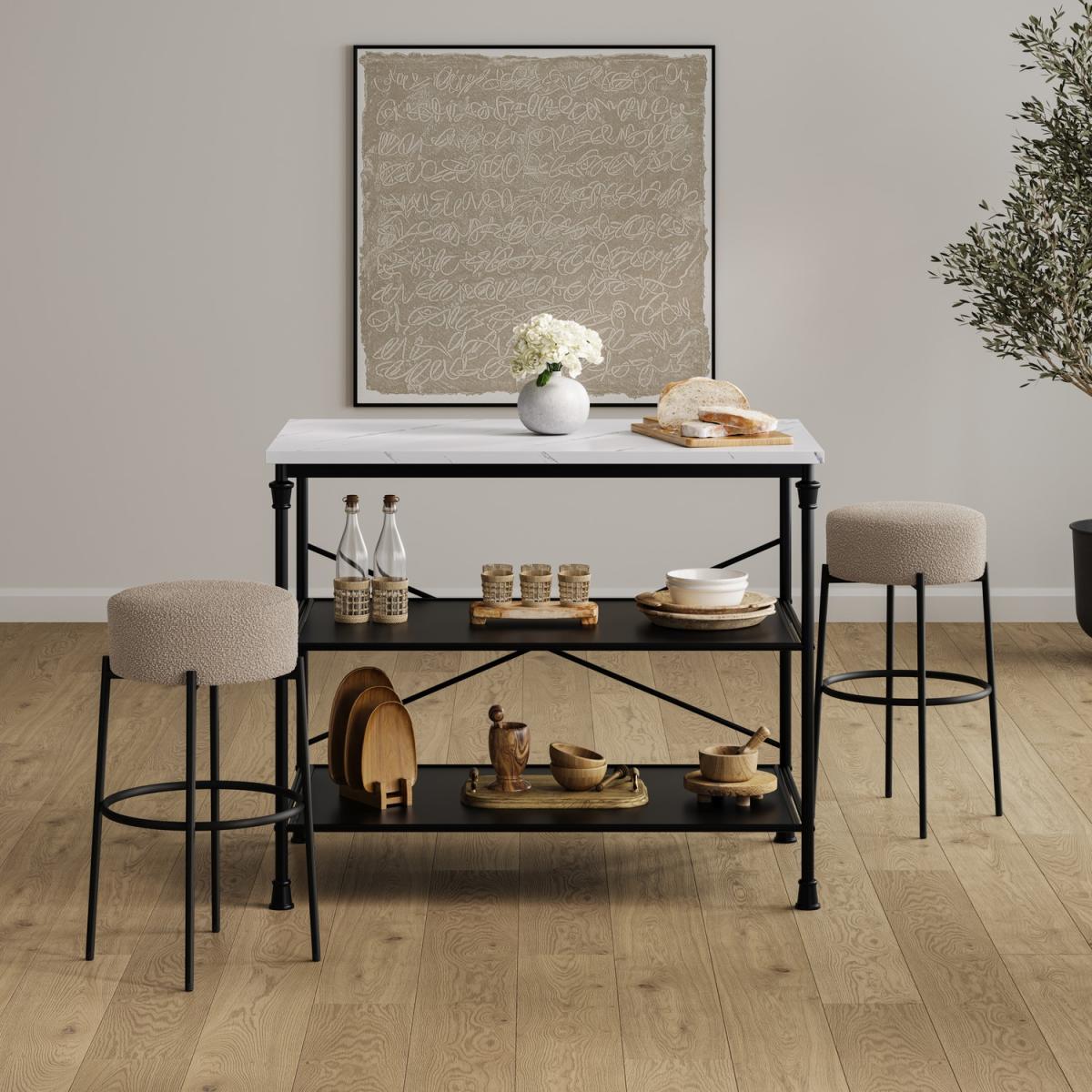 Beige Boucle Kitchen Counter Stool - Anais – image 2