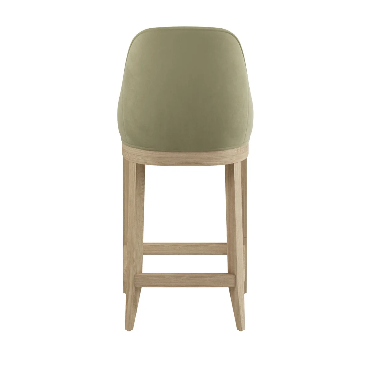 Set of 3 Sage Green Velvet Kitchen Stools with Solid Wood Legs - Madeline – image 6