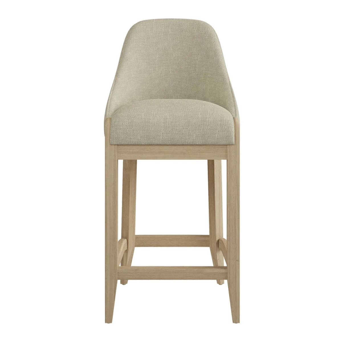 Set of 2 Beige Upholstered Kitchen Stools with Solid Wood Legs - Madeline – image 3