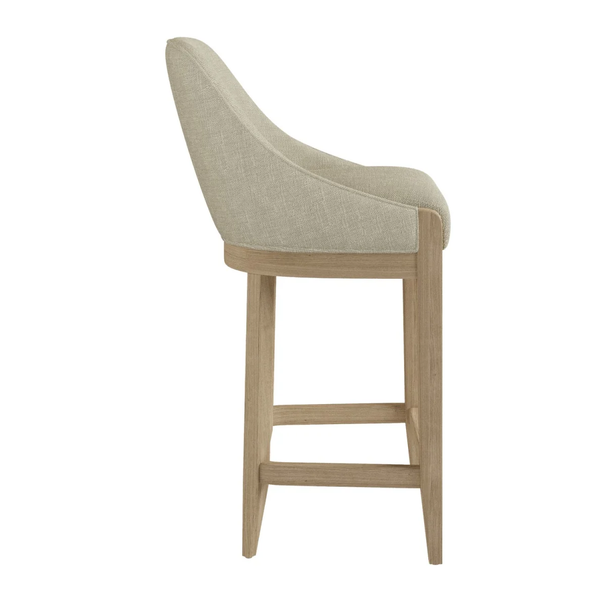 Set of 2 Beige Upholstered Kitchen Stools with Solid Wood Legs - Madeline – image 5