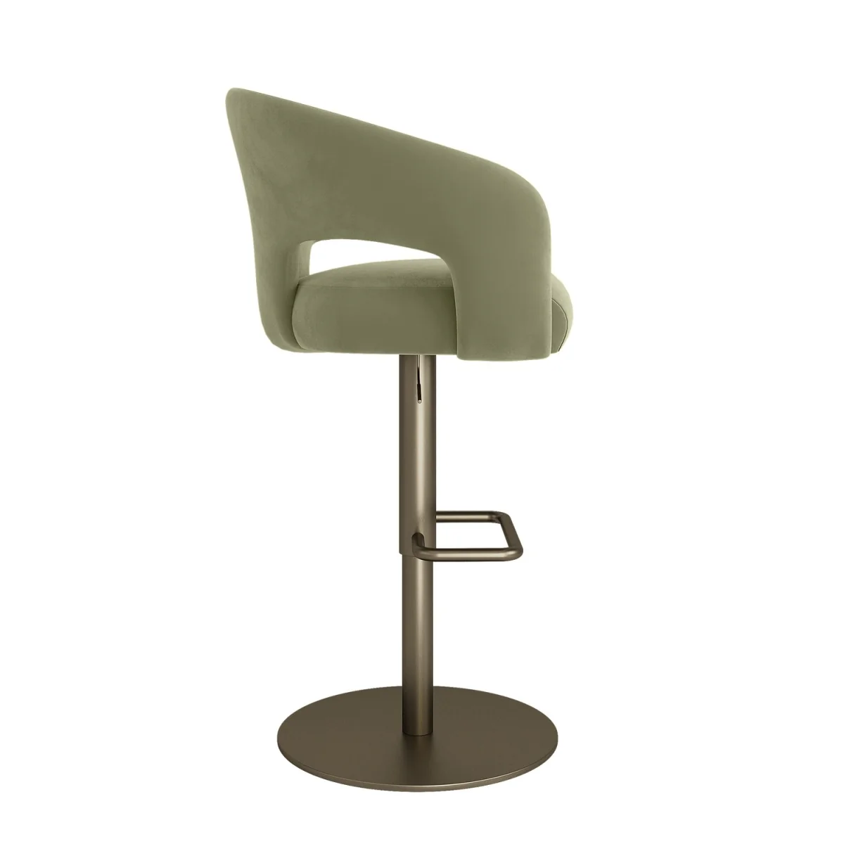 Sage Green Velvet Adjustable Swivel Bar Stool with Brass Base - Azalea – image 5