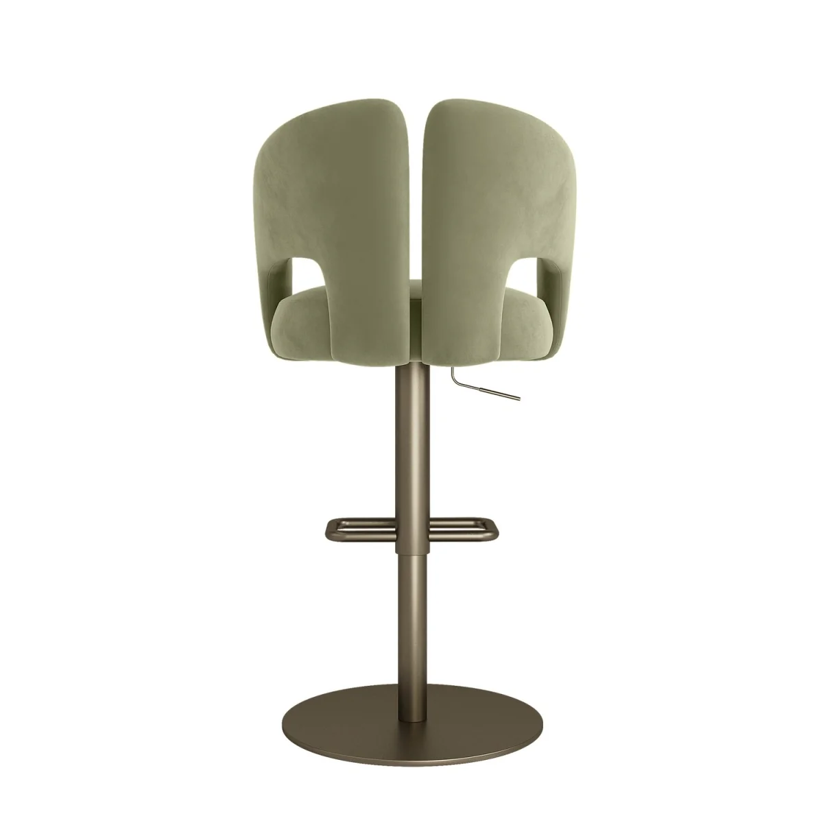 Sage Green Velvet Adjustable Swivel Bar Stool with Brass Base - Azalea – image 6
