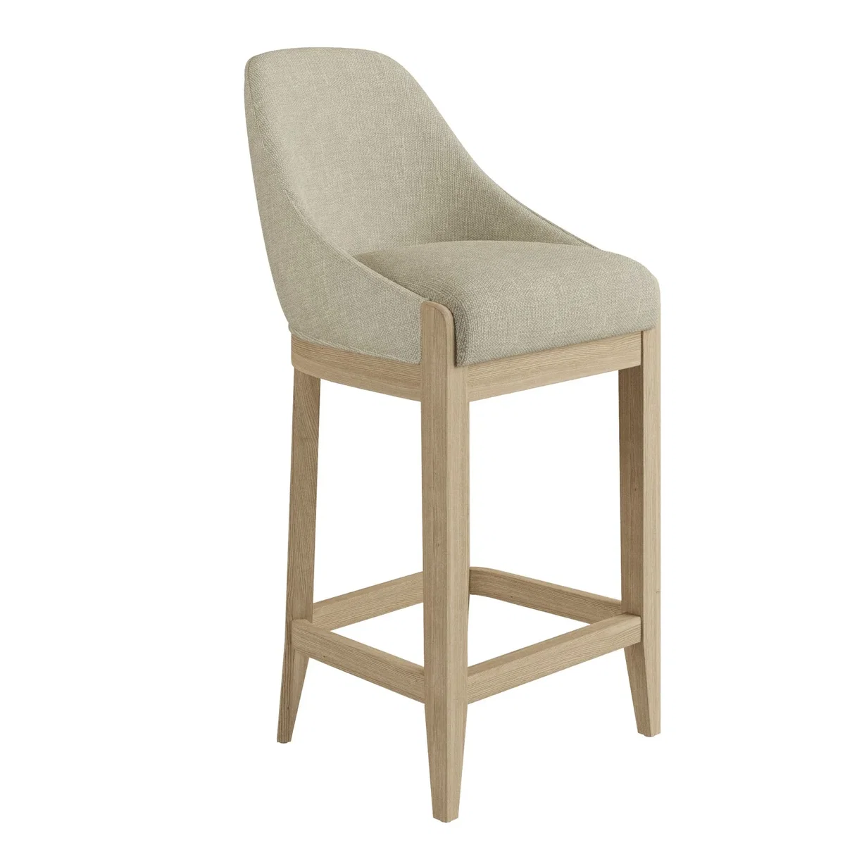 Beige Upholstered Kitchen Stool with Solid Wood Legs - Madeline – image 4