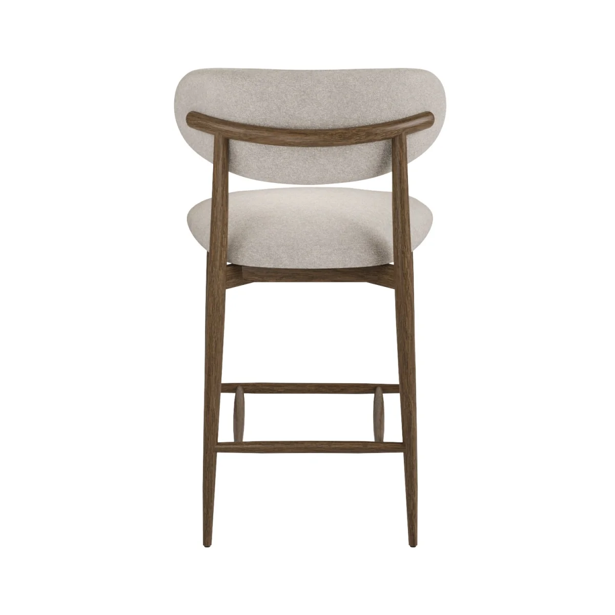 Walnut and Beige Upholstered Curved Kitchen Stool with Open Back - Kori – image 6