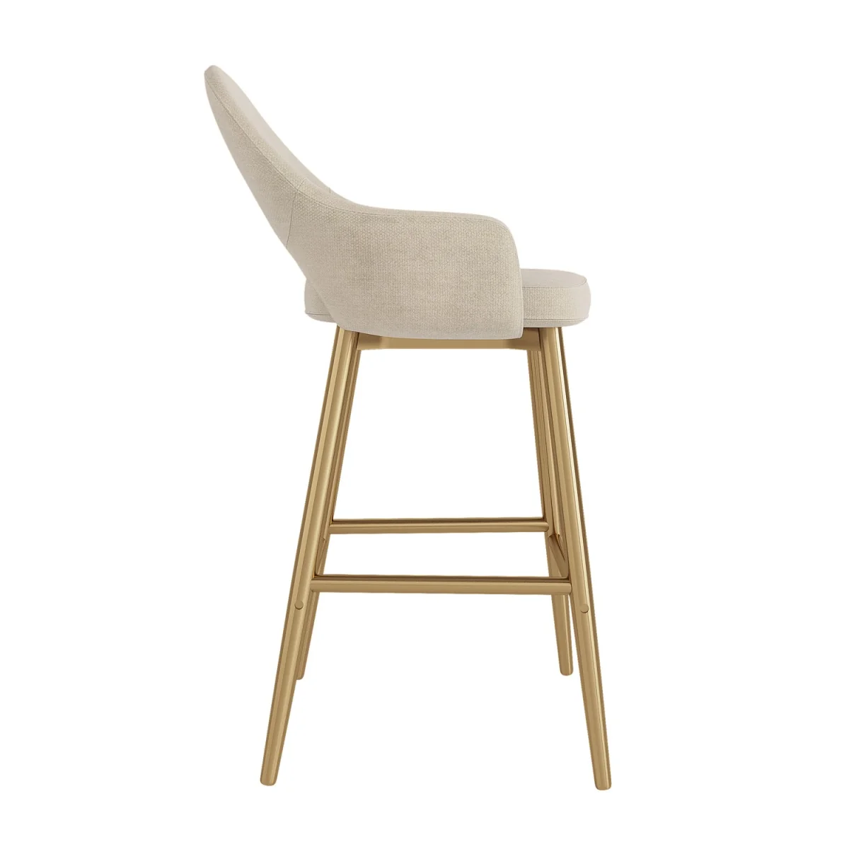 Set of 3 Gold and Beige Upholstered Kitchen Stools with Back - Colbie – image 6