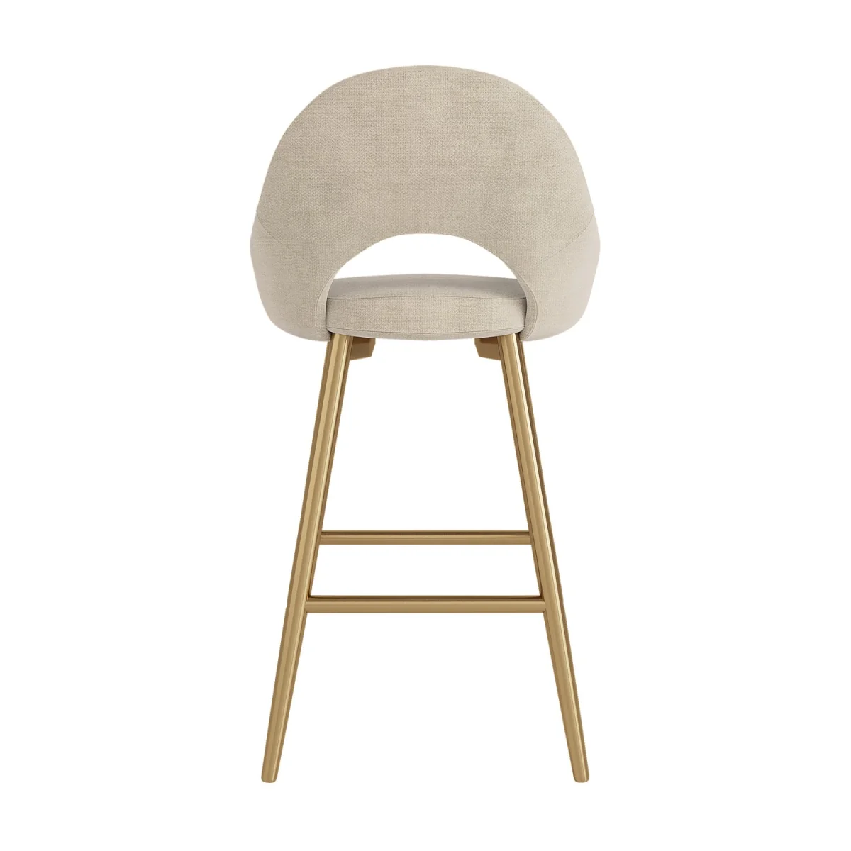 Set of 3 Gold and Beige Upholstered Kitchen Stools with Back - Colbie – image 7