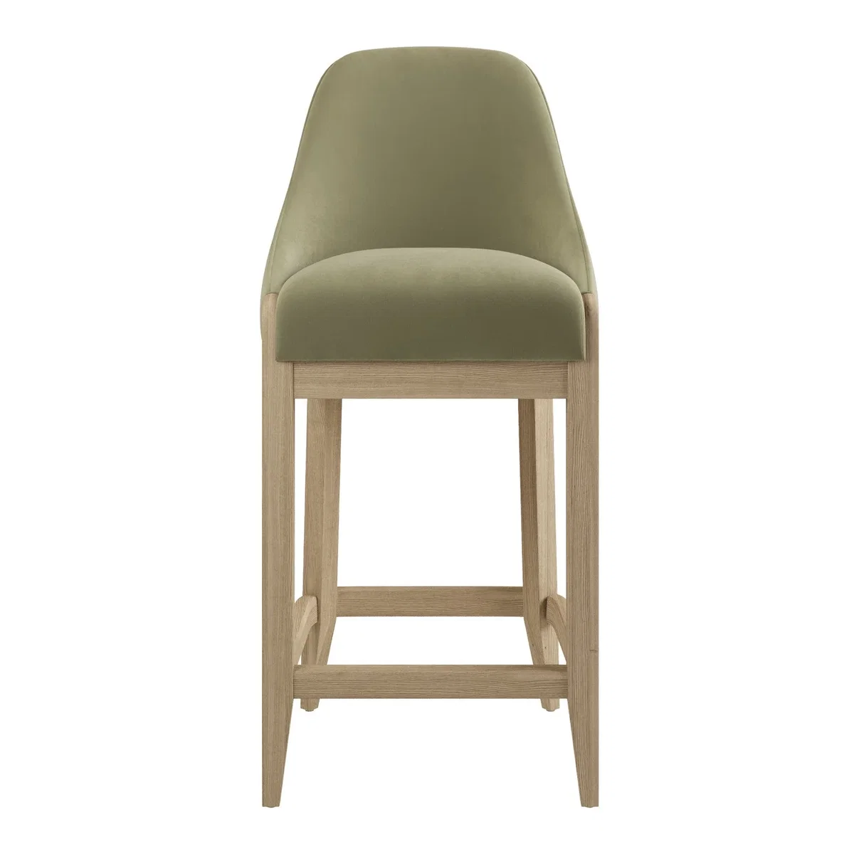 Sage Green Velvet Kitchen Stool with Solid Wood Legs - Madeline – image 3