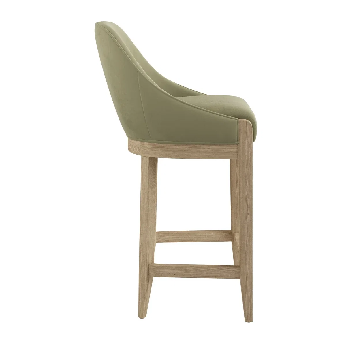 Sage Green Velvet Kitchen Stool with Solid Wood Legs - Madeline – image 5